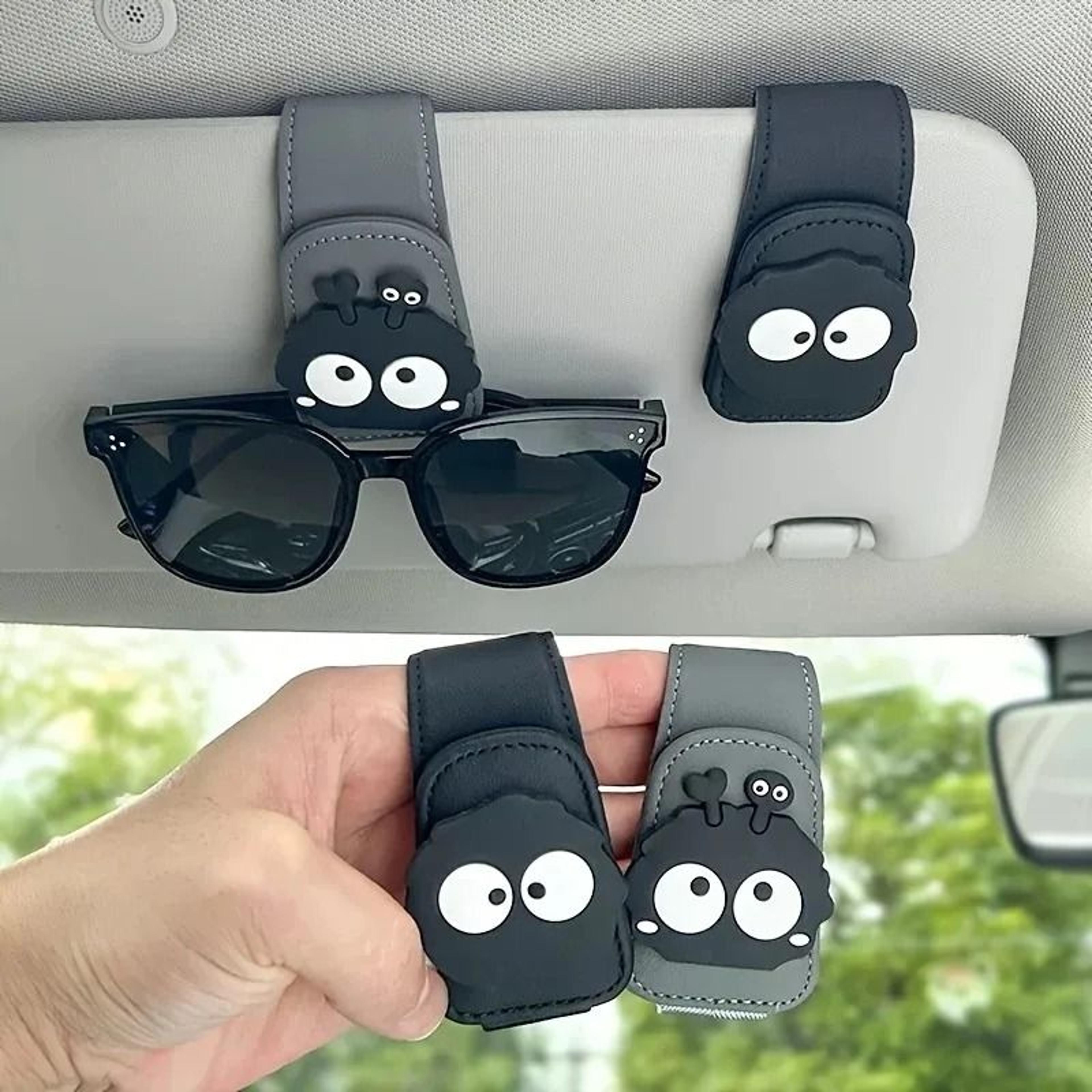 cute magnetic leather car visor sunglasses holder and glasses clip