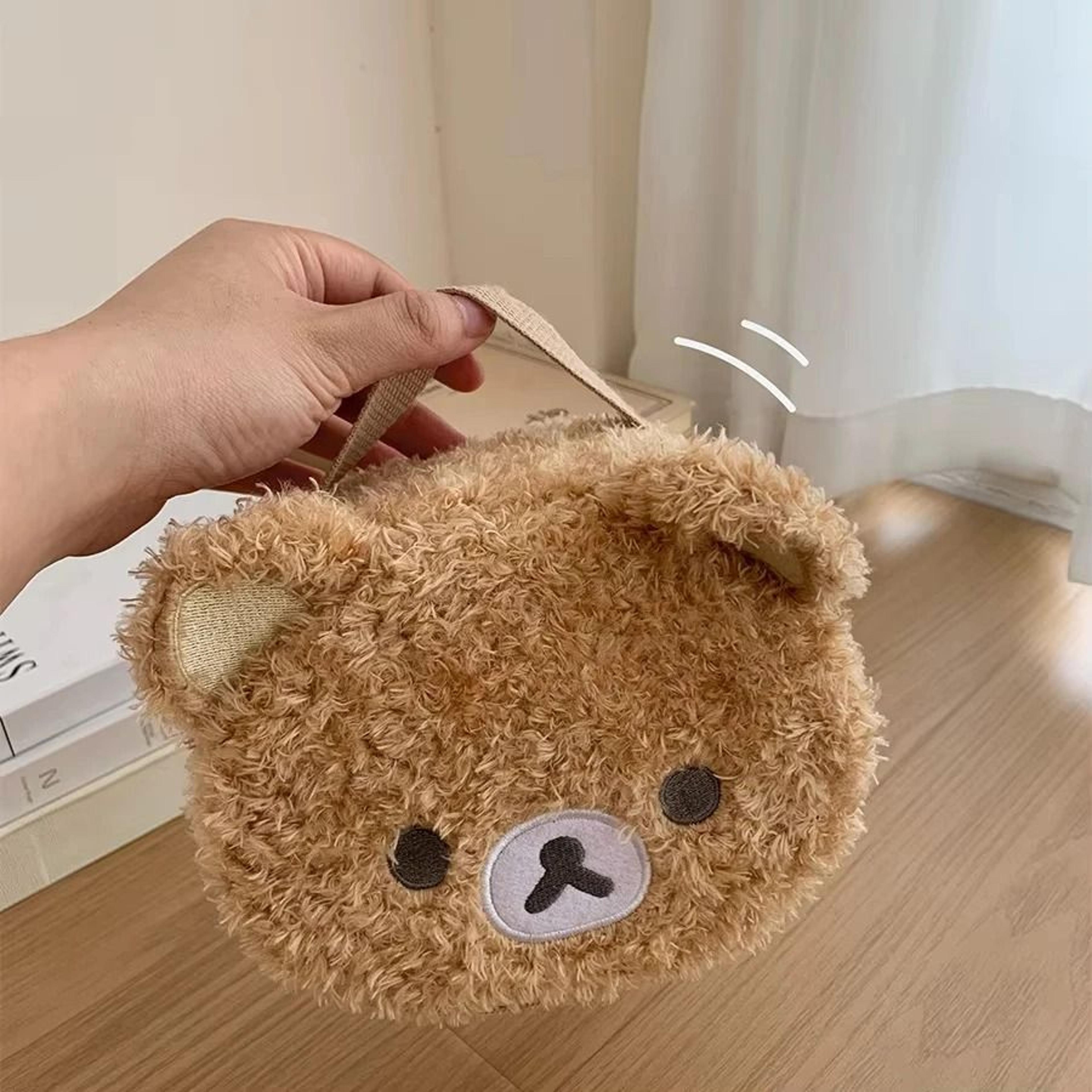 cute plush anime bear cosmetic bag and travel makeup storage pouch