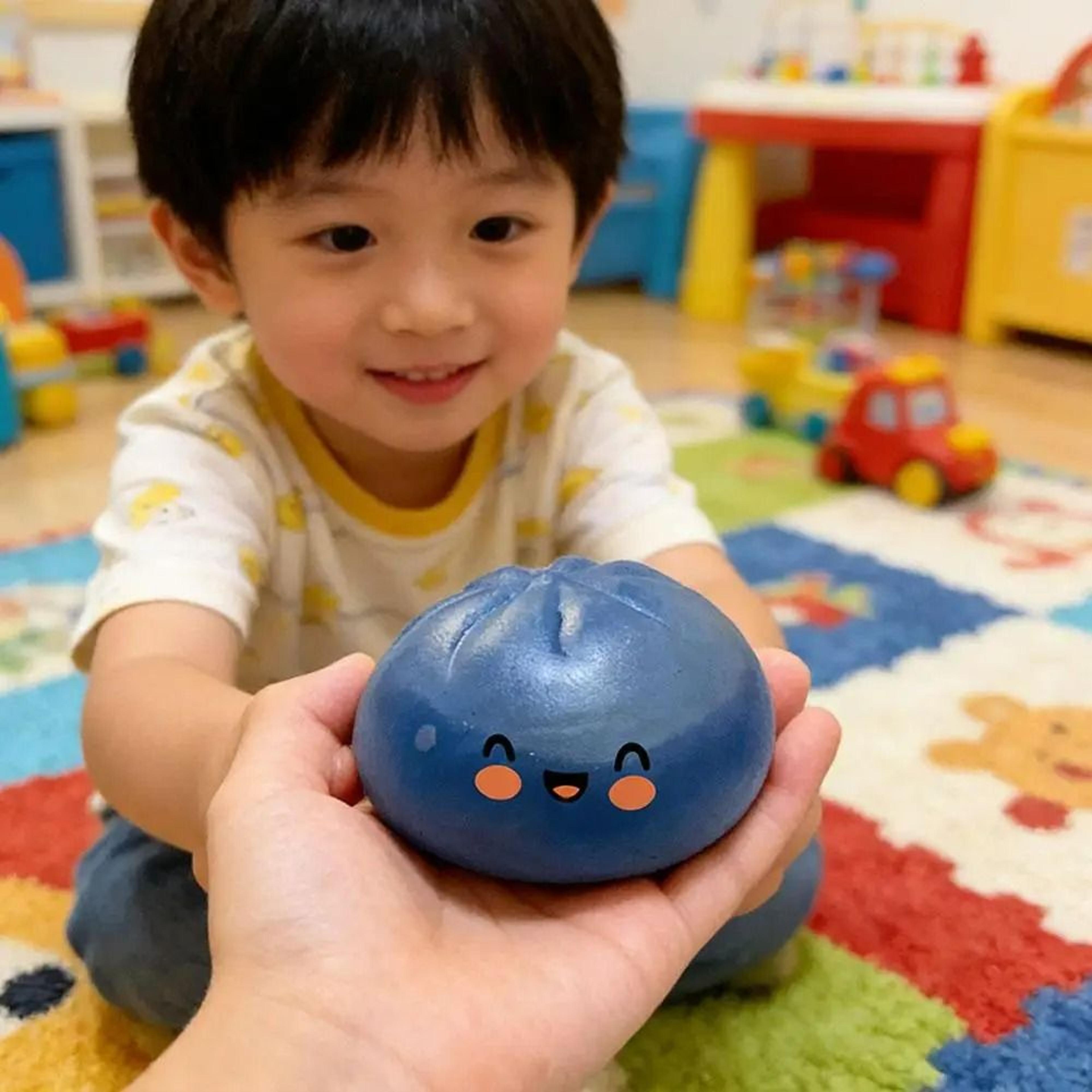 cute squishy steamed bun dumpling stress relief toy with glitter accent
