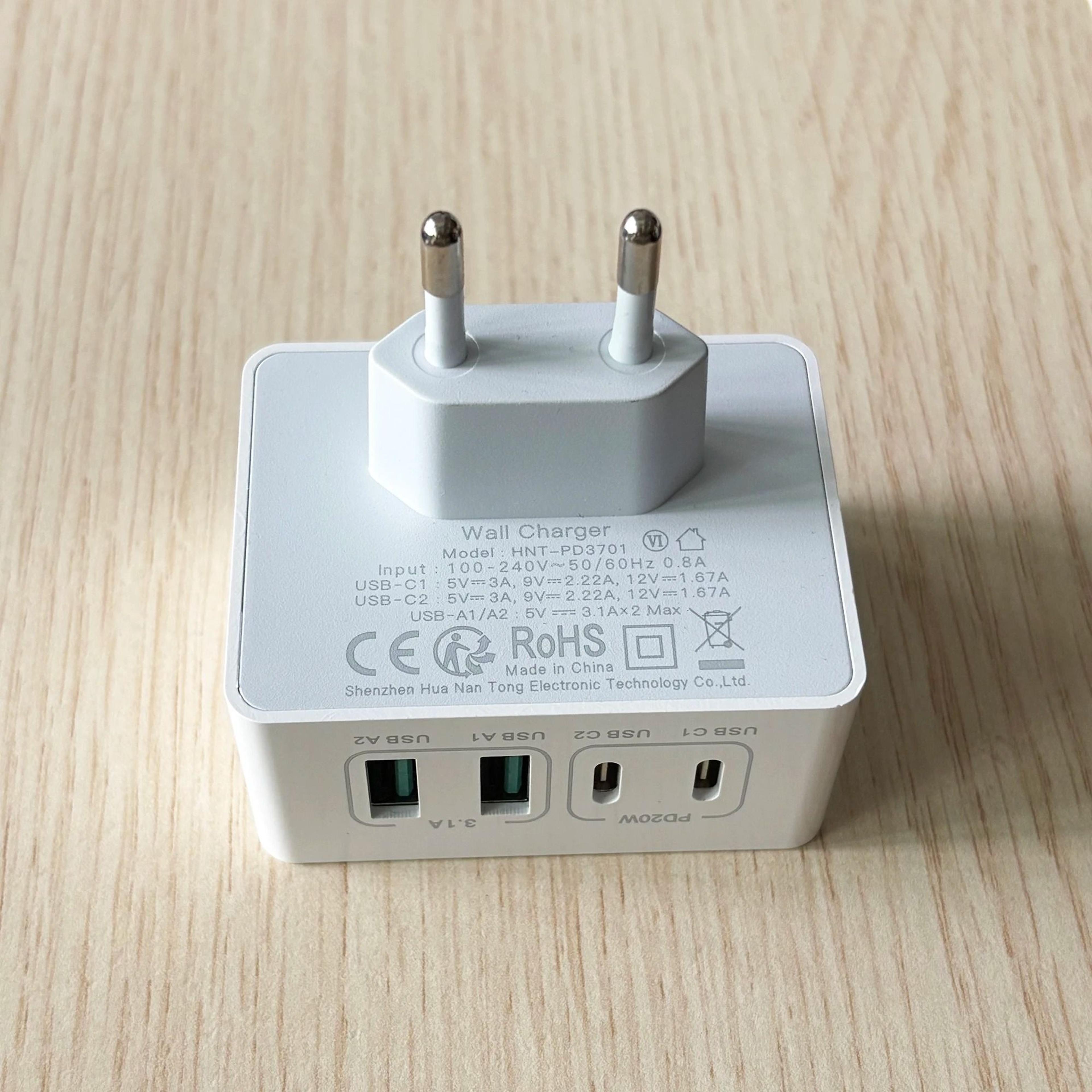 40w 4-port usb-c & usb-a fast charger wall adapter with pd & qc 3.0 support
