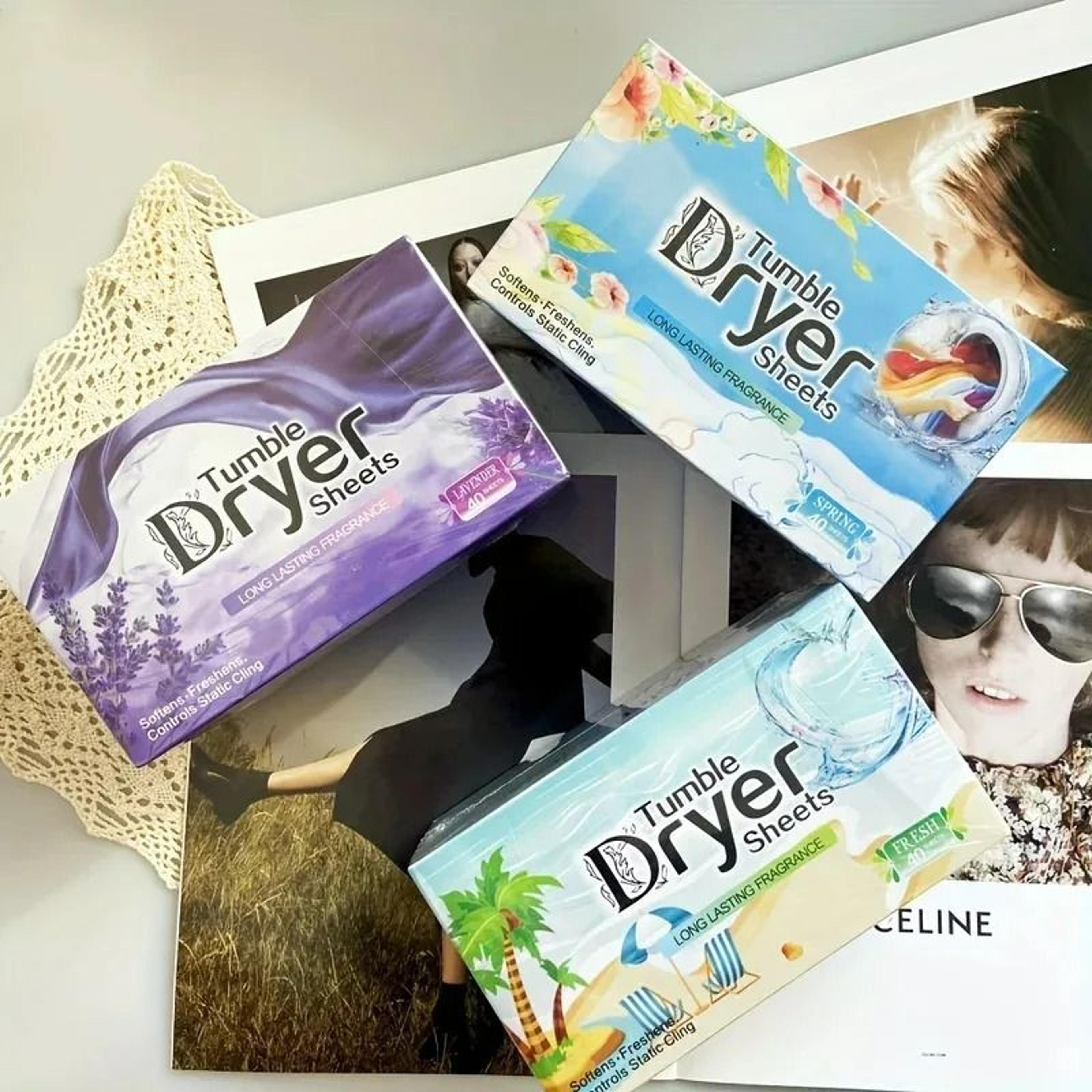 40-sheet anti-static fabric softener dryer sheets with fresh scent & odor removal