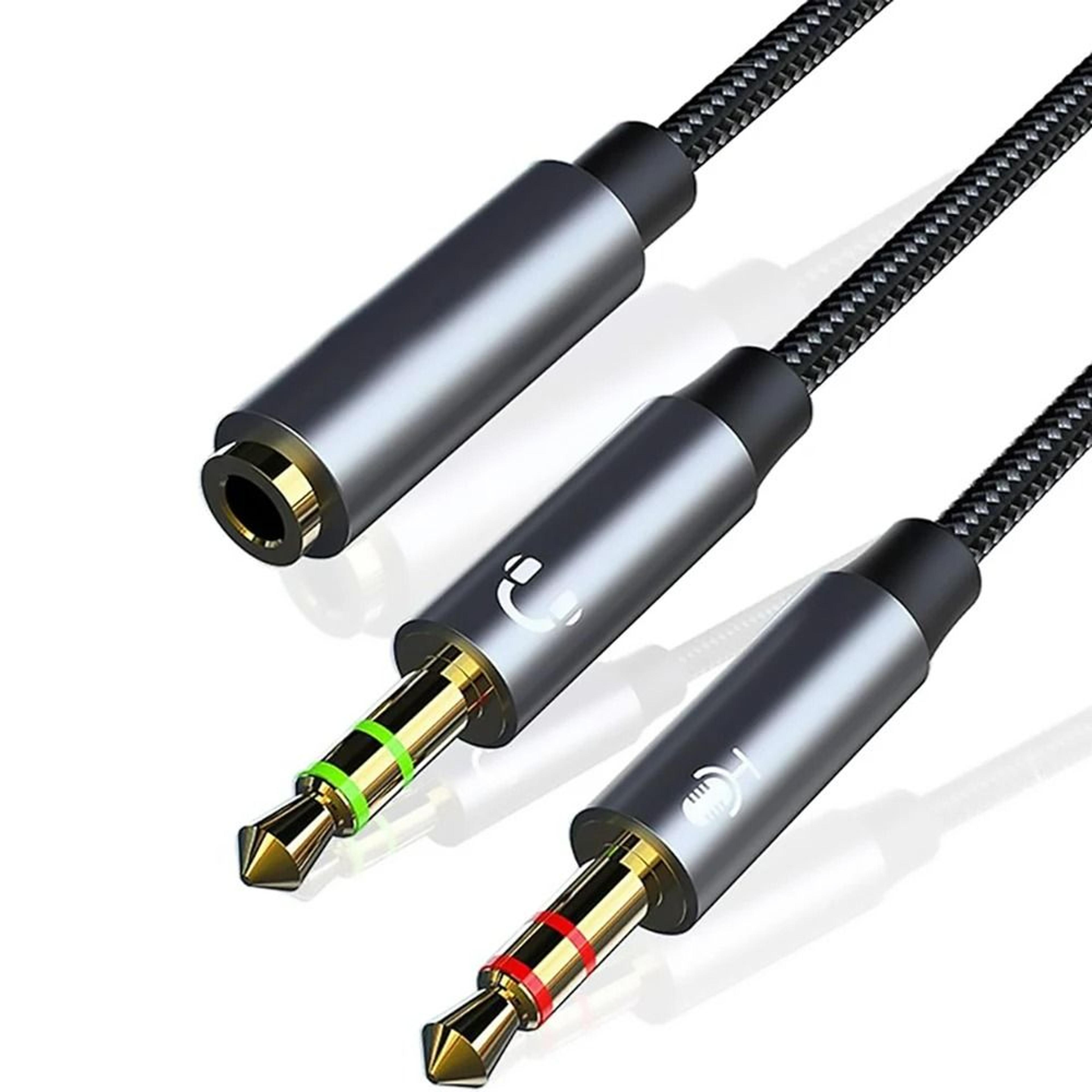 3.5mm female to 2 dual 3.5mm male headphone and microphone audio splitter cable