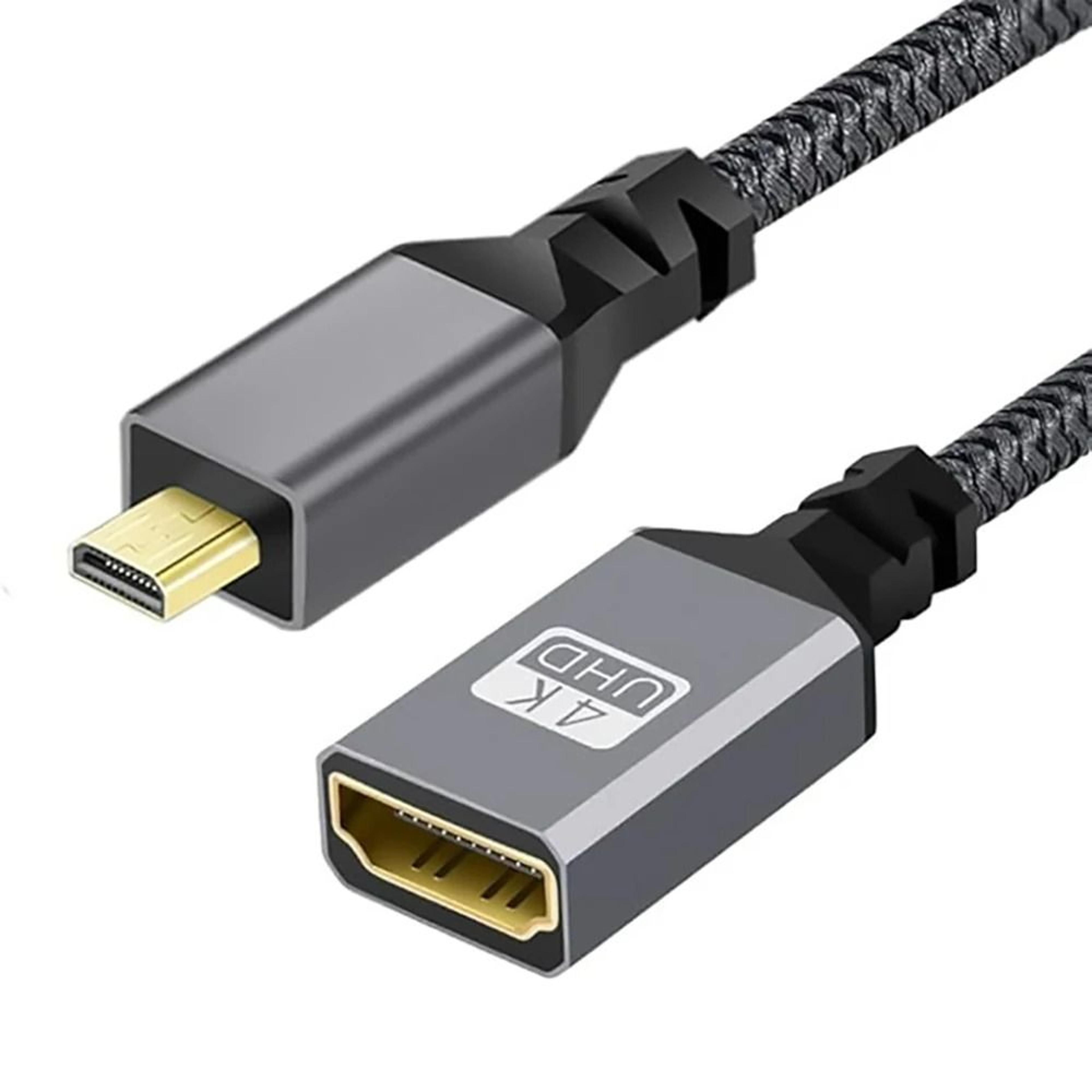 micro hdmi to hdmi adapter cable (male to female 4k 60hz 18gbps hdr