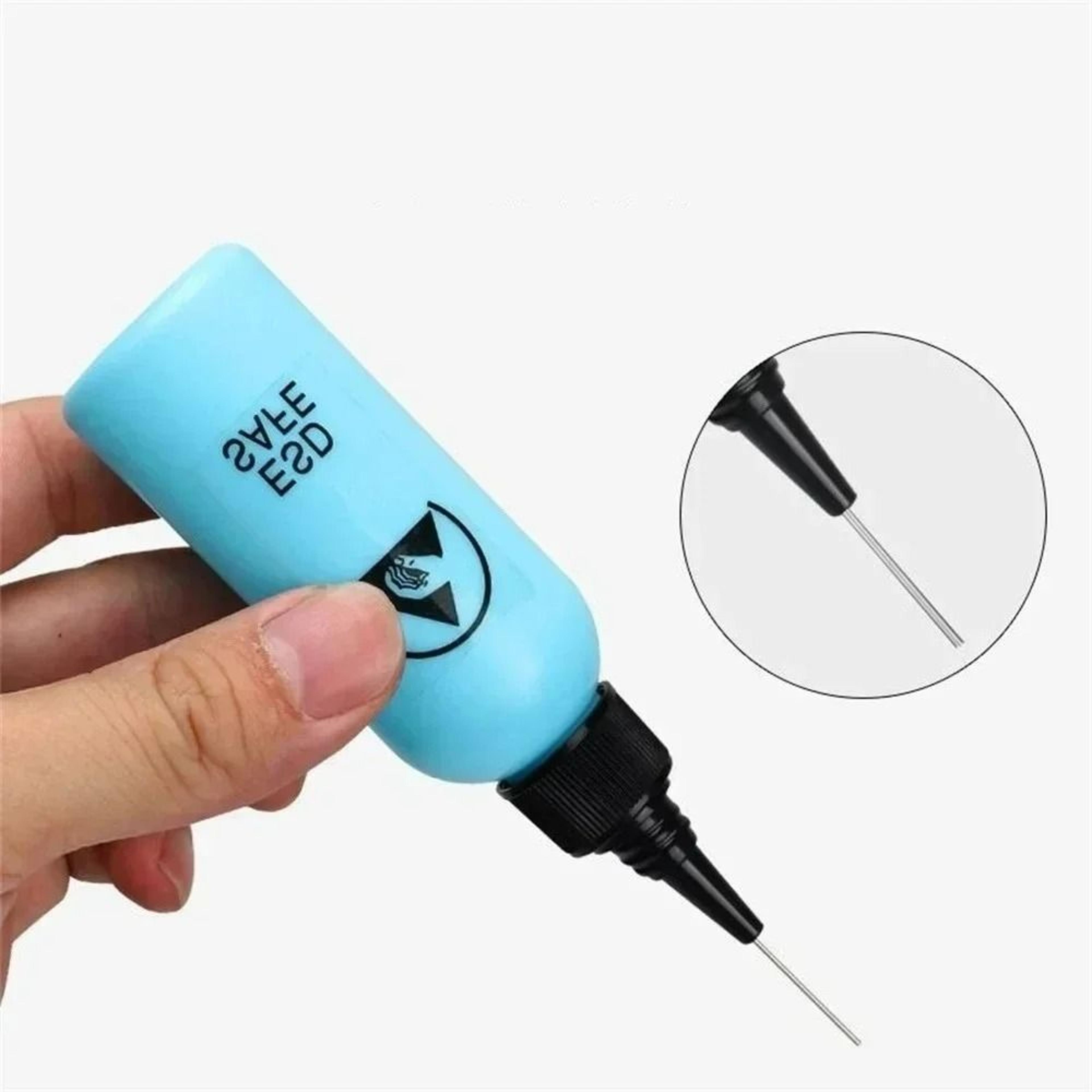 anti-static esd liquid alcohol bottle with precision metal dispensing needle