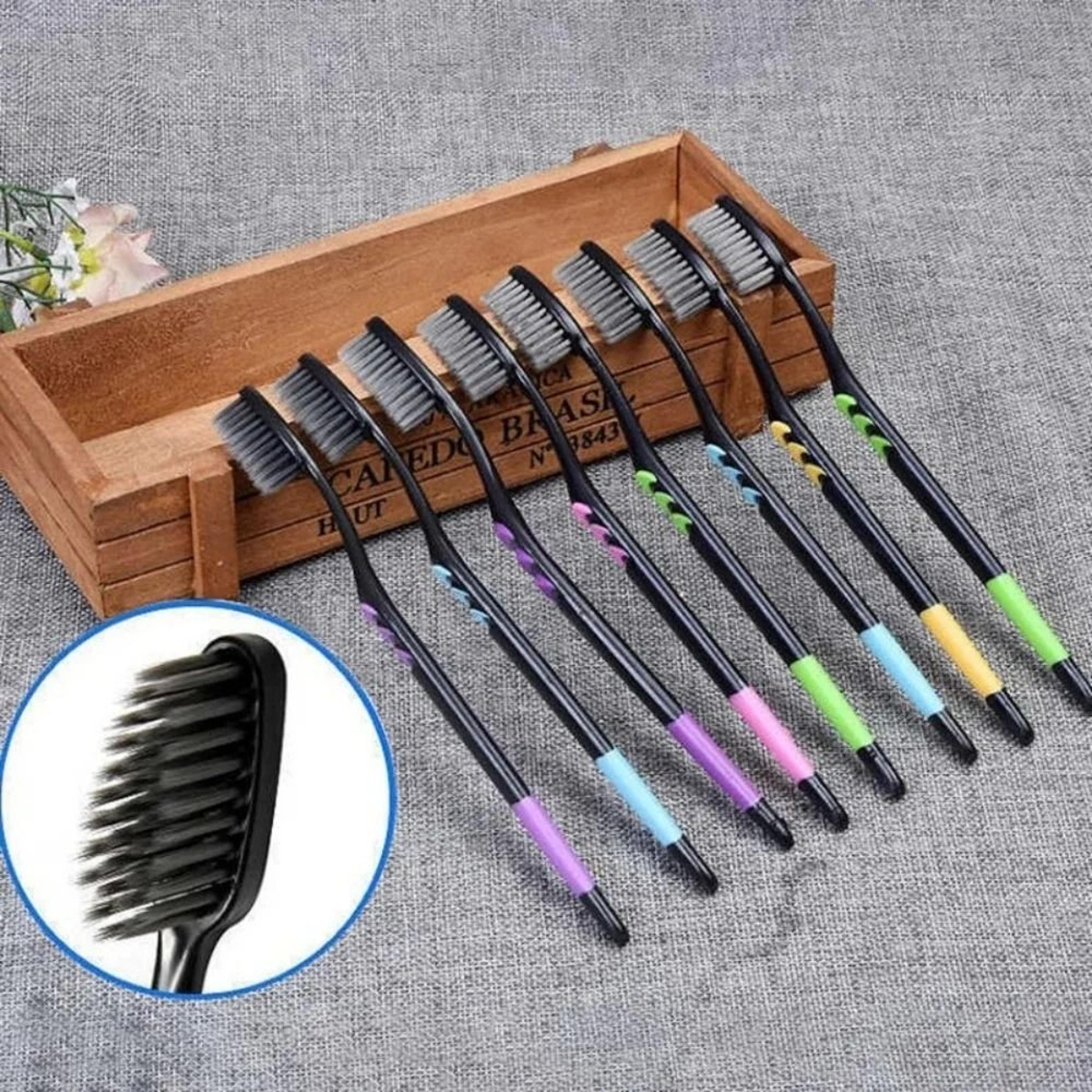 10-piece family pack bamboo charcoal soft bristle toothbrushes for travel & daily care