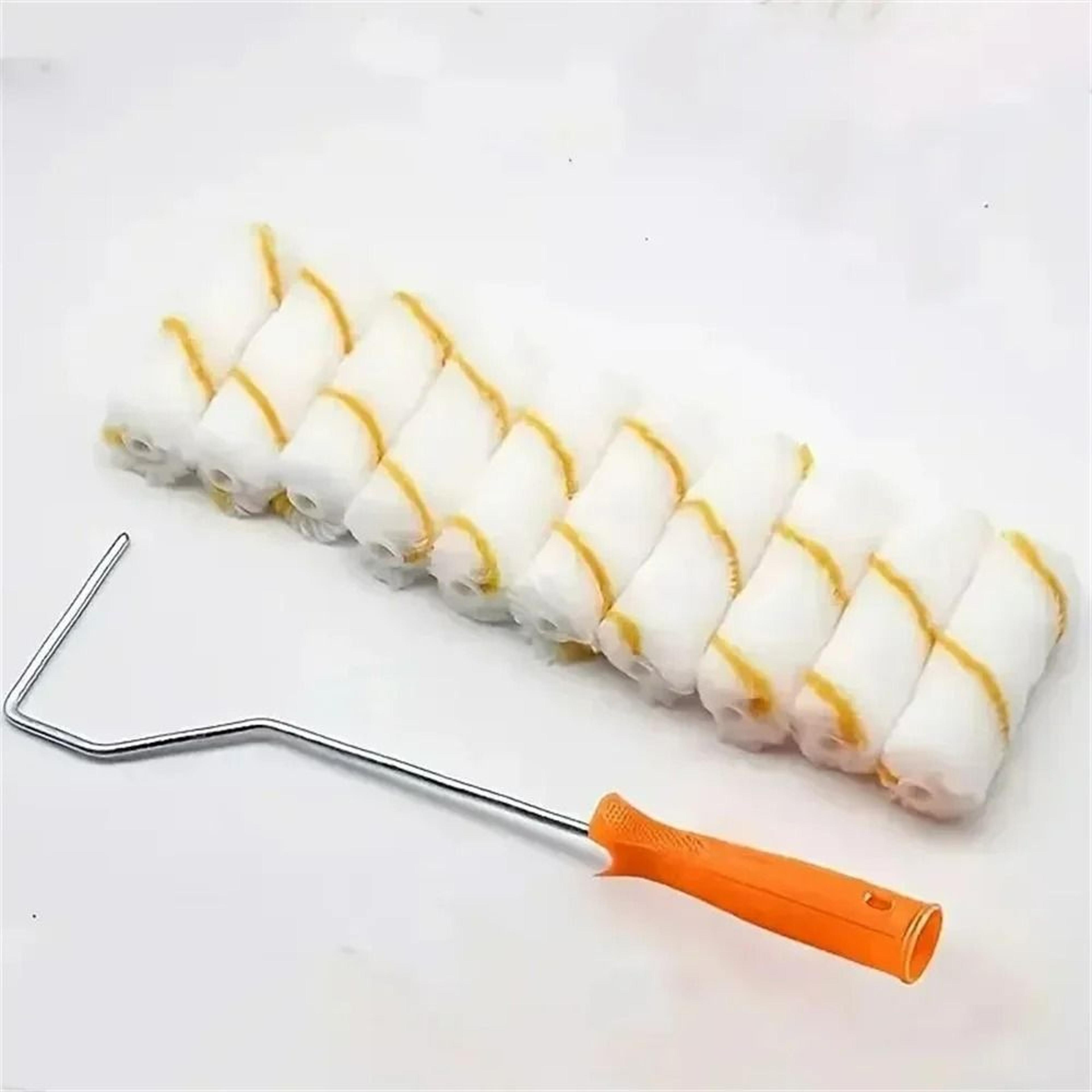 mini paint roller set with 10 microfiber covers & ergonomic plastic handle