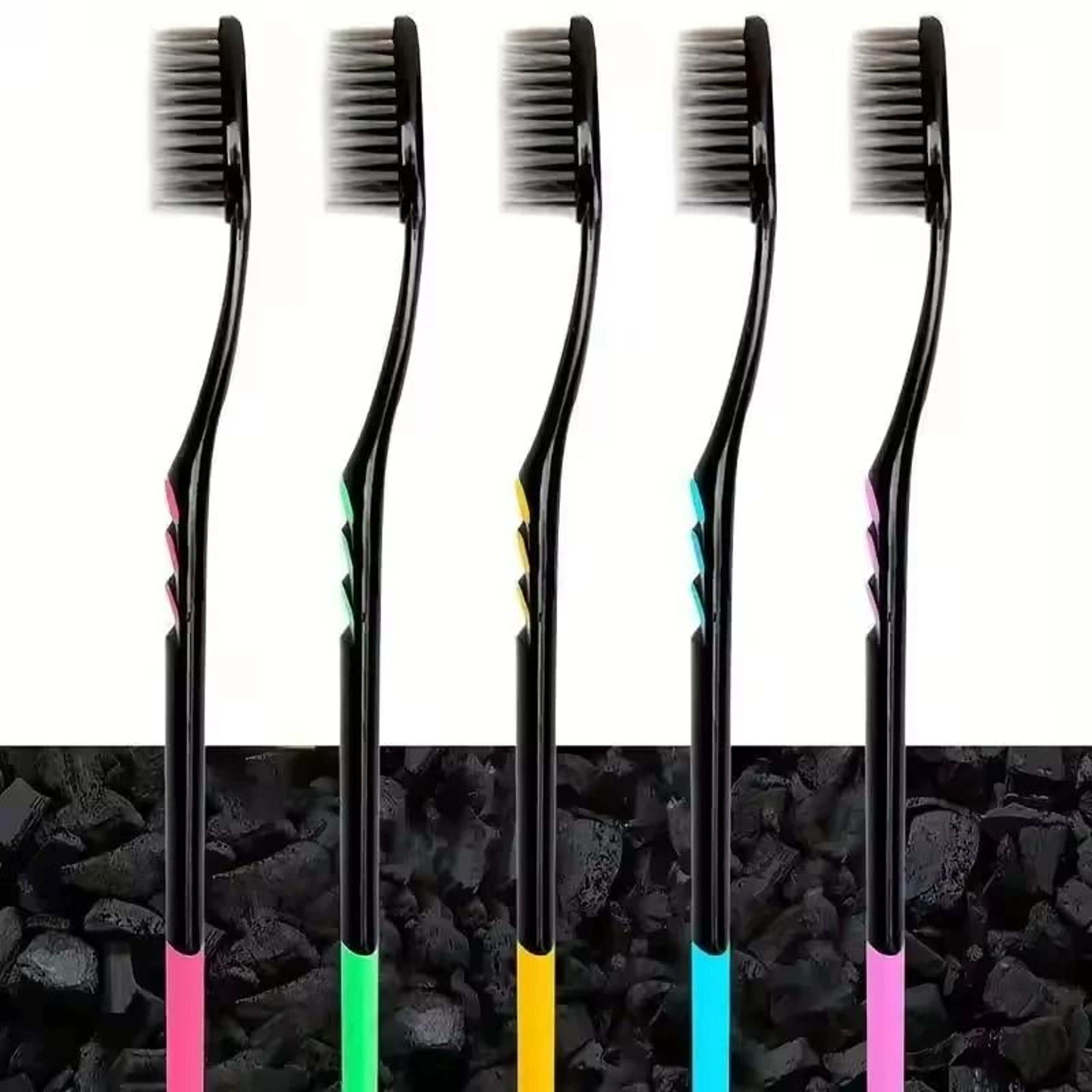10-piece charcoal infused soft bristle toothbrush set for deep oral cleaning & gum care