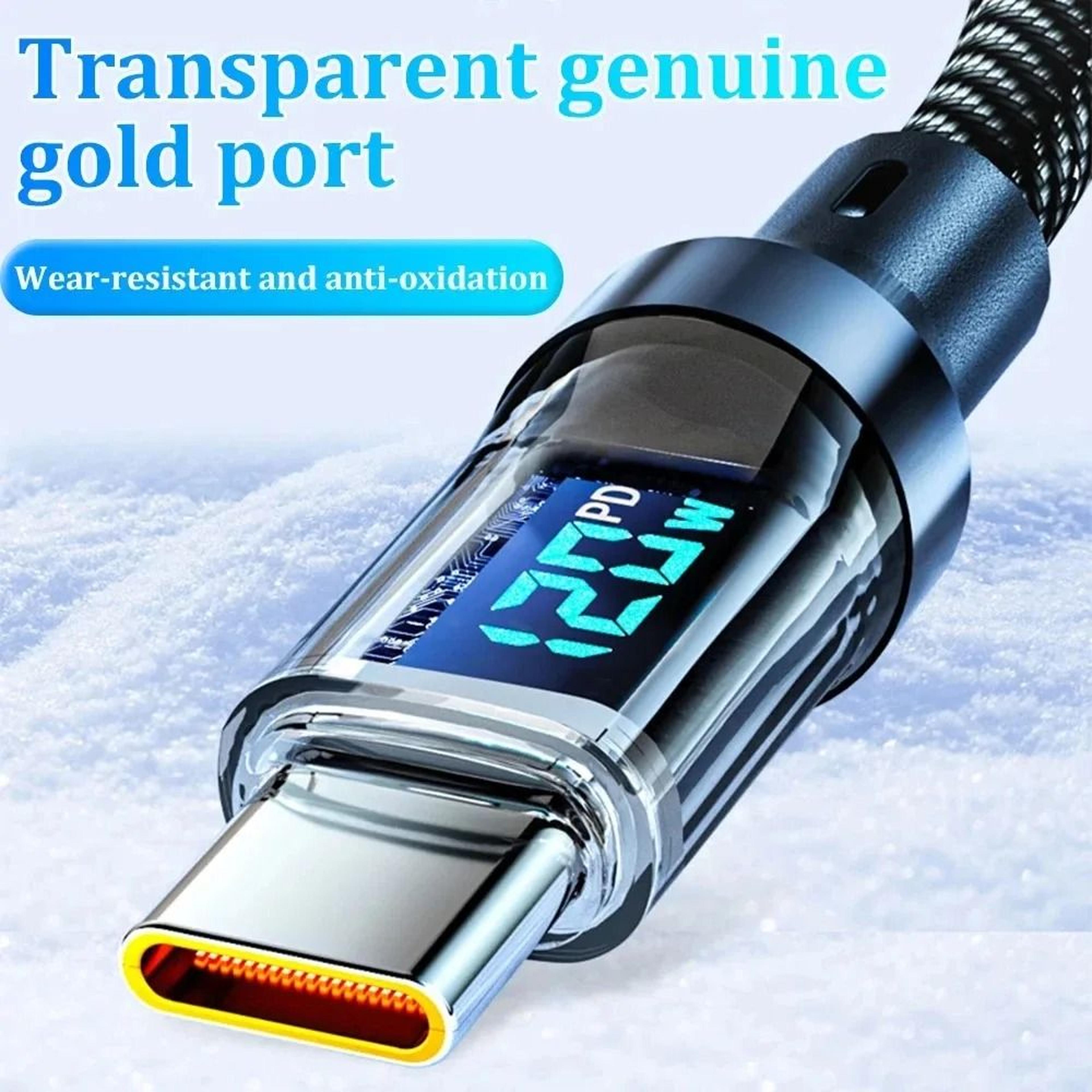 120w usb-a & 100w pd type-c super fast charging cable with real-time digital led display