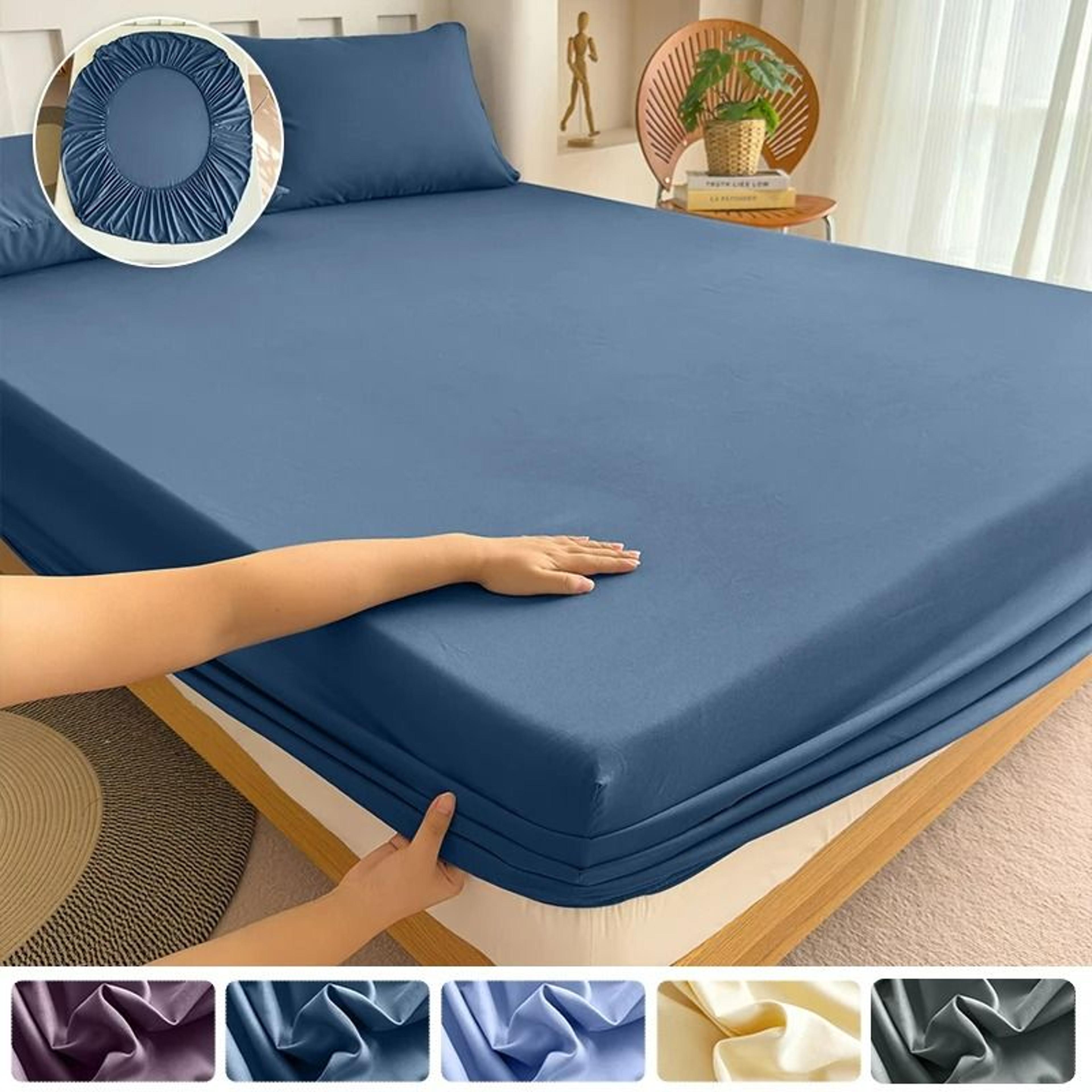 high quality solid color elastic fitted sheet bed mattress cover
