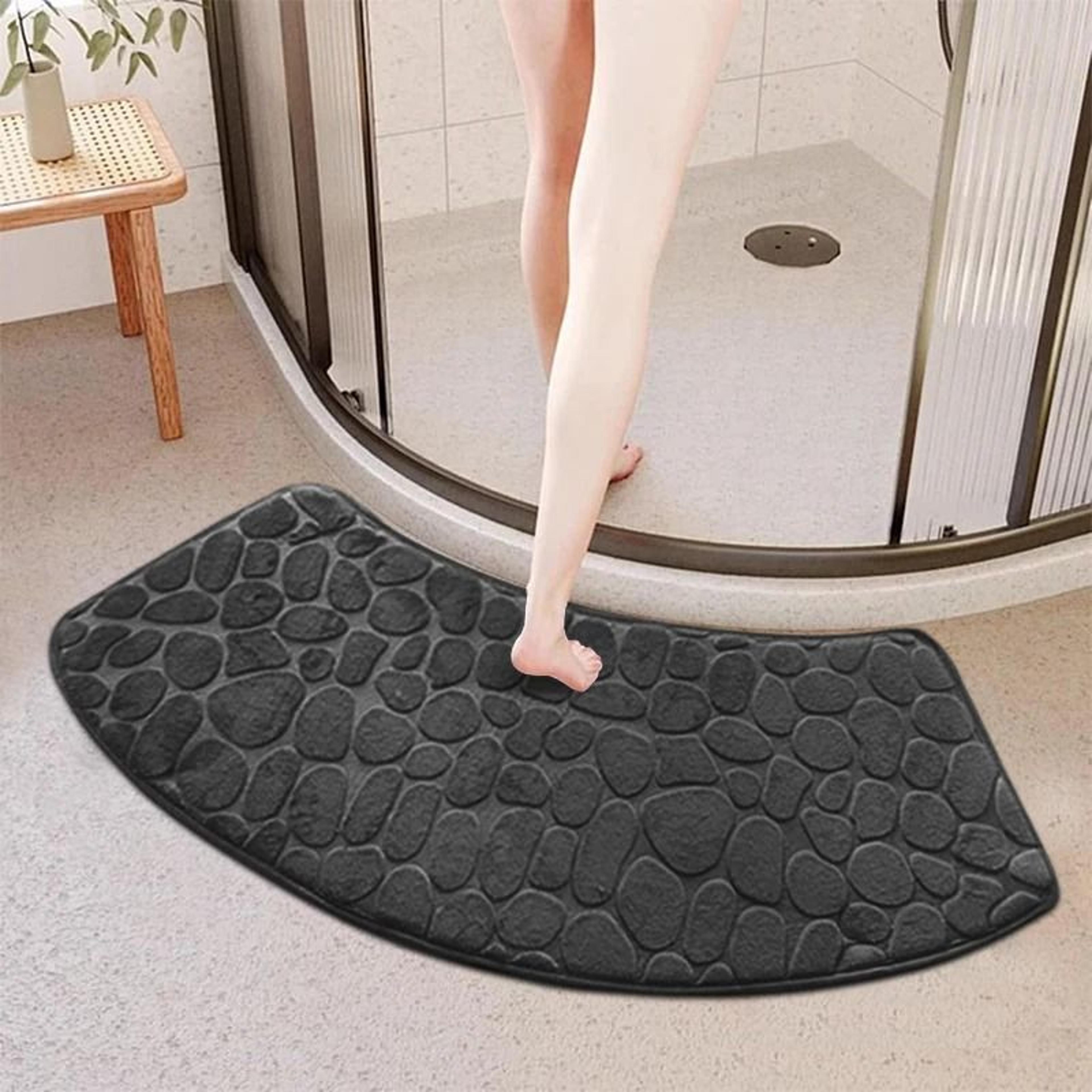 3d cobblestone embossed non-slip bathroom velvet mat absorbent doormat