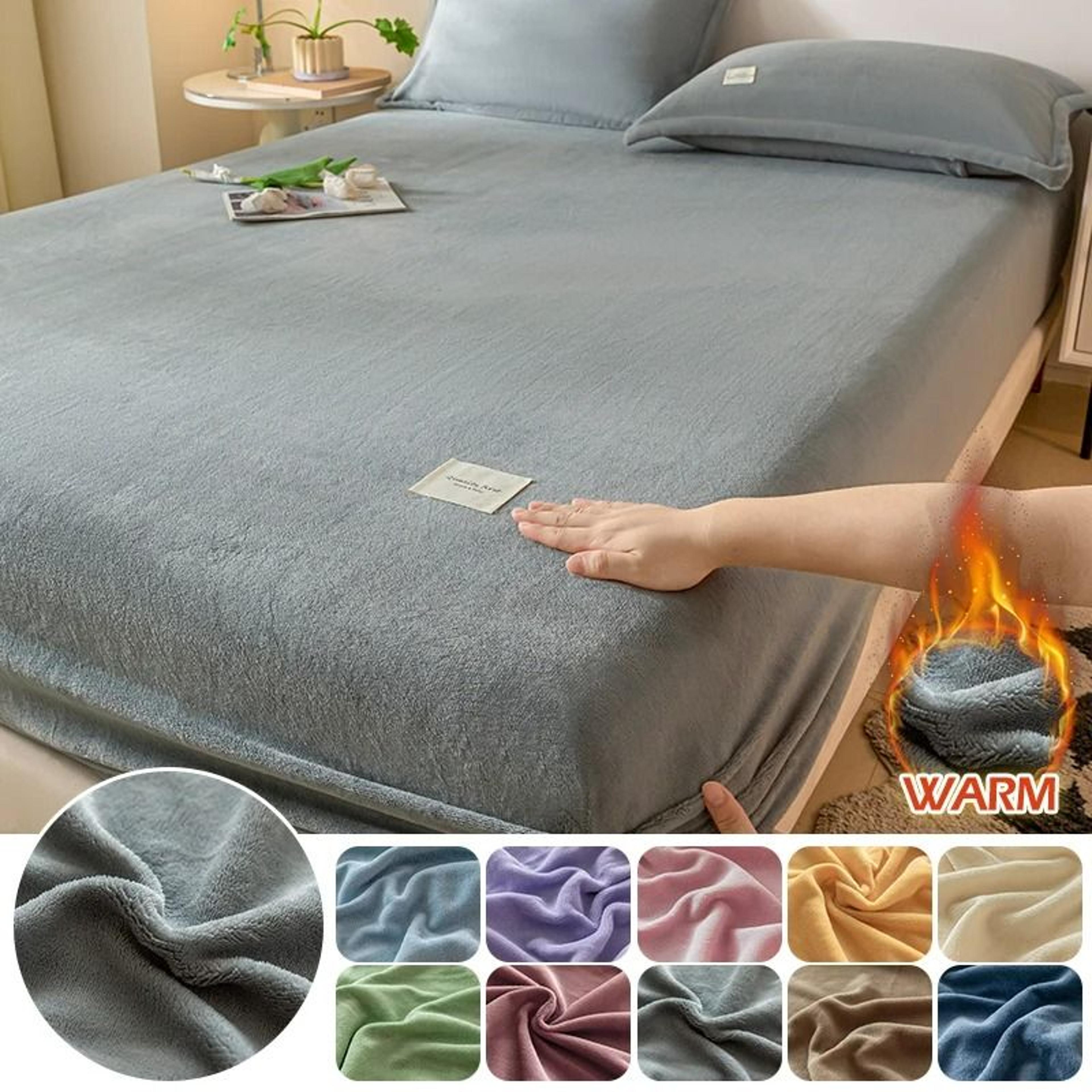 velvet thermal mattress cover plush winter bed sheet protector