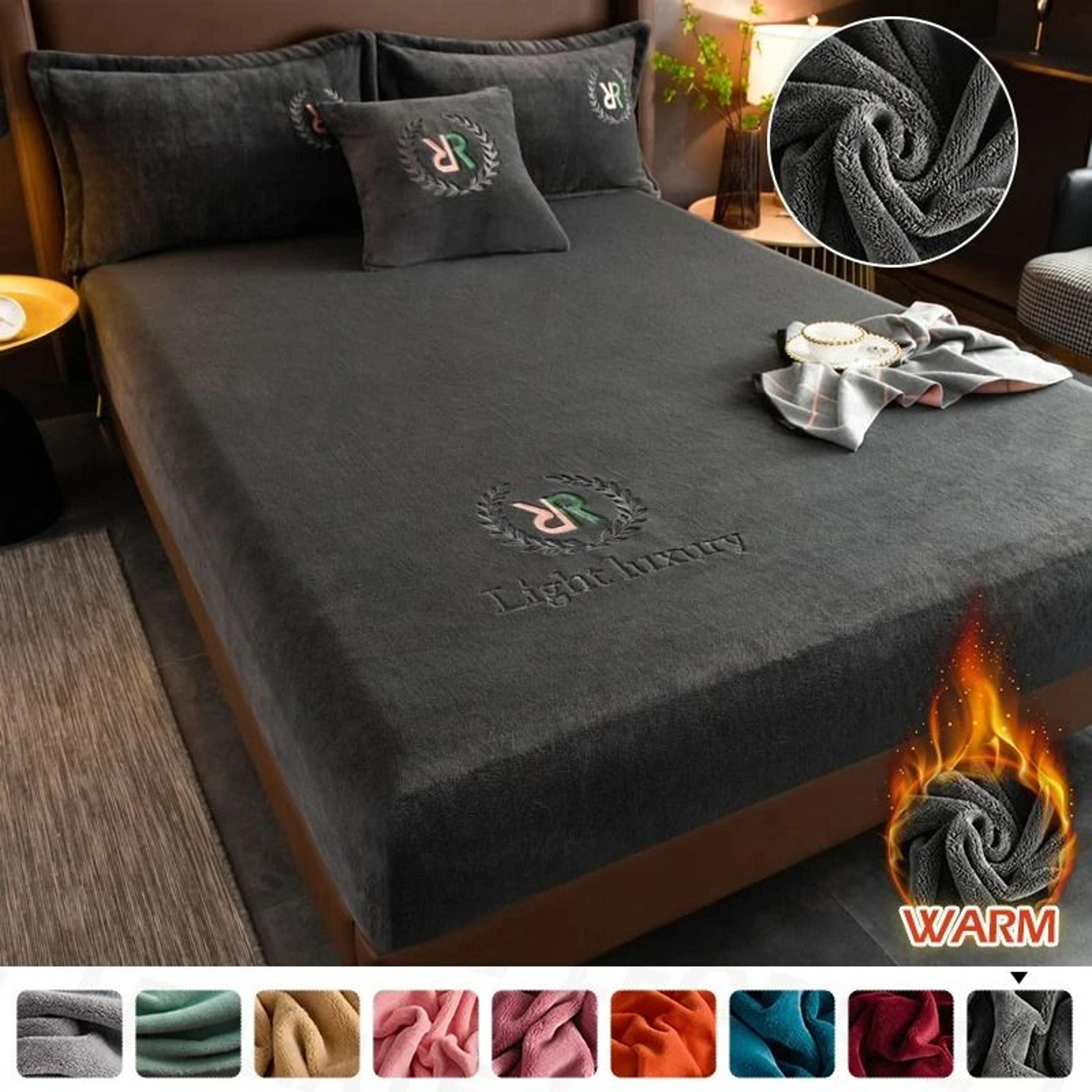 thicken velvet elastic fitted mattress cover plush bed sheet