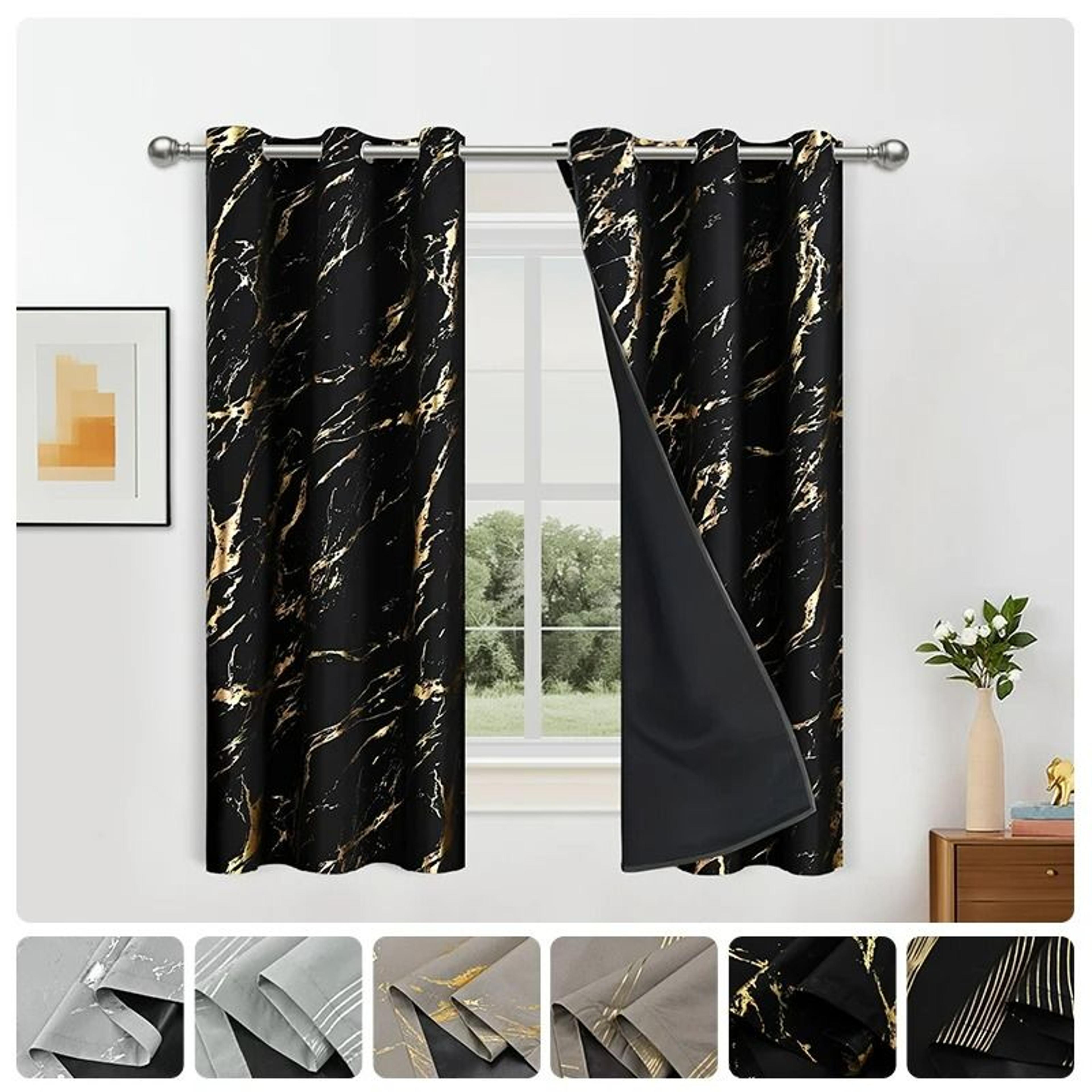 luxury gold foil printed 100% blackout curtain