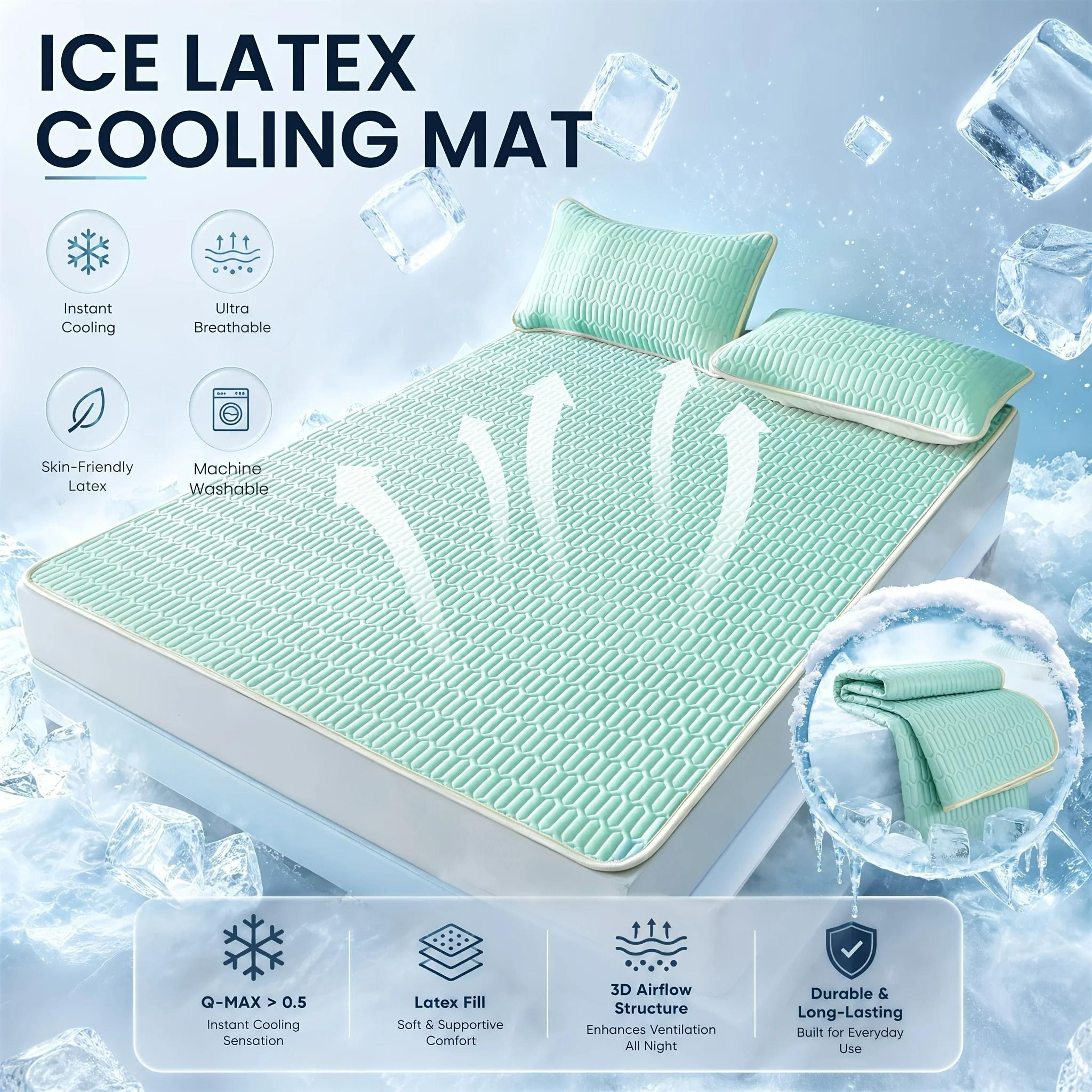 latex cooling ice silk summer mattress pad