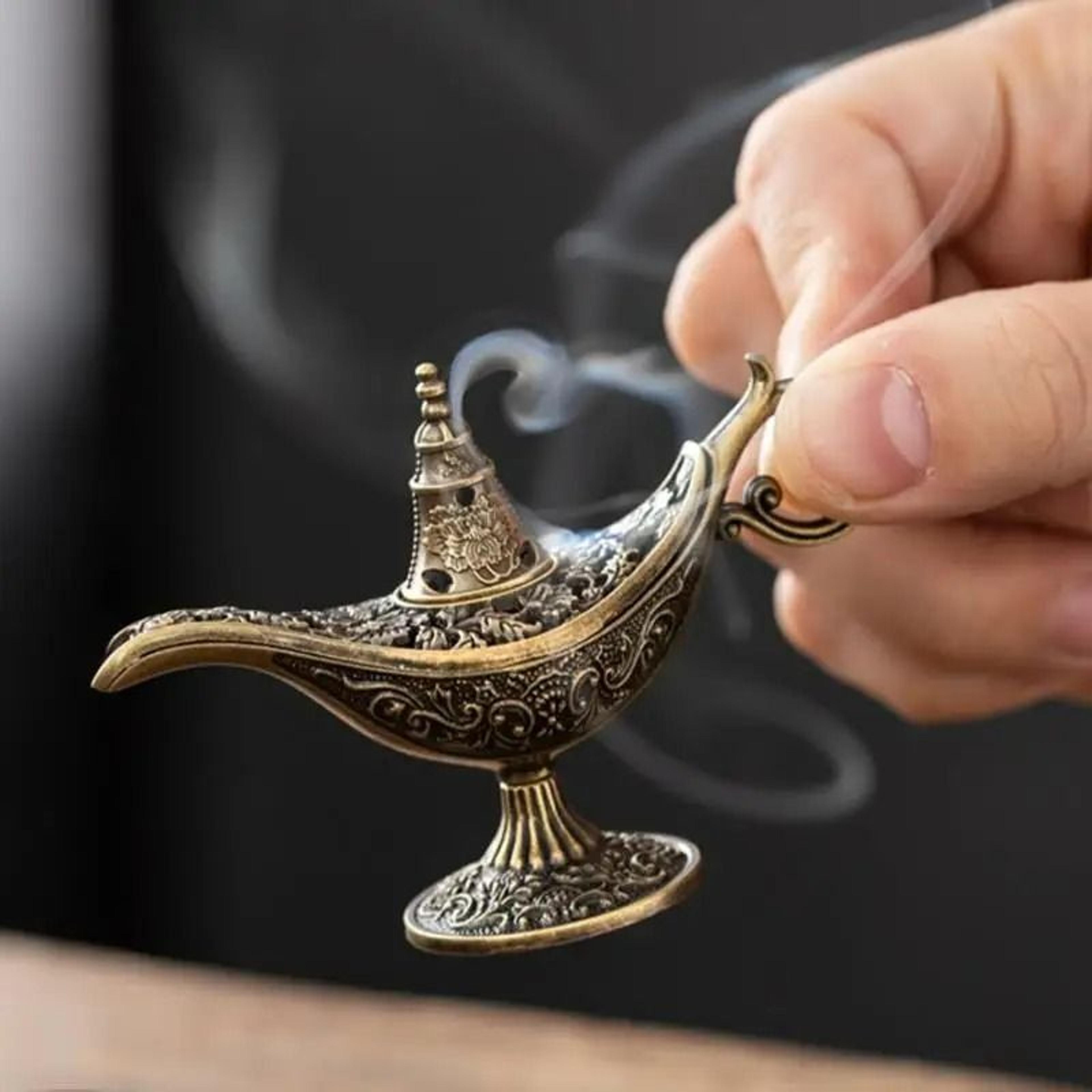 small metal antique style incense burner & candle holder