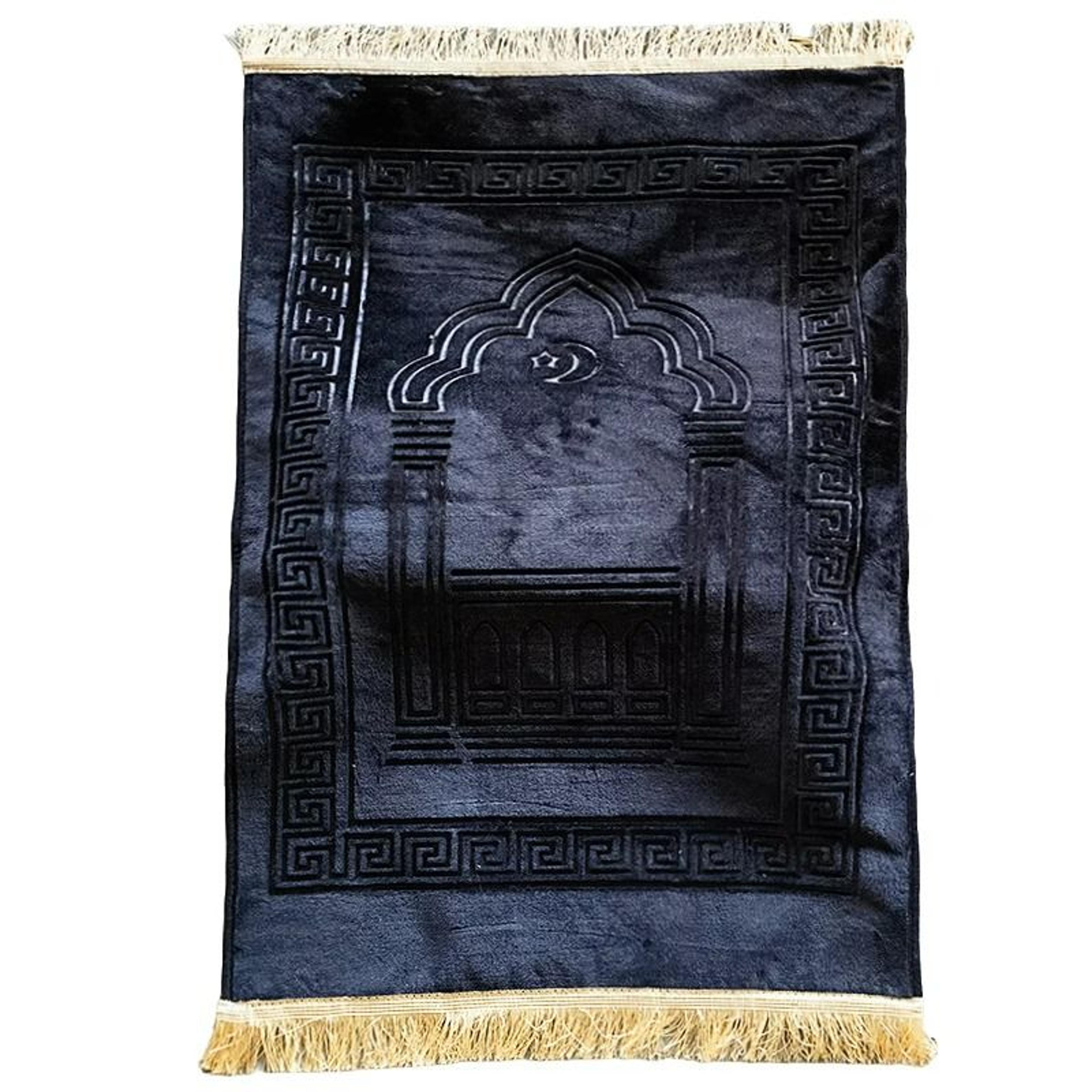 vintage pattern islamic prayer rug with tassel accent