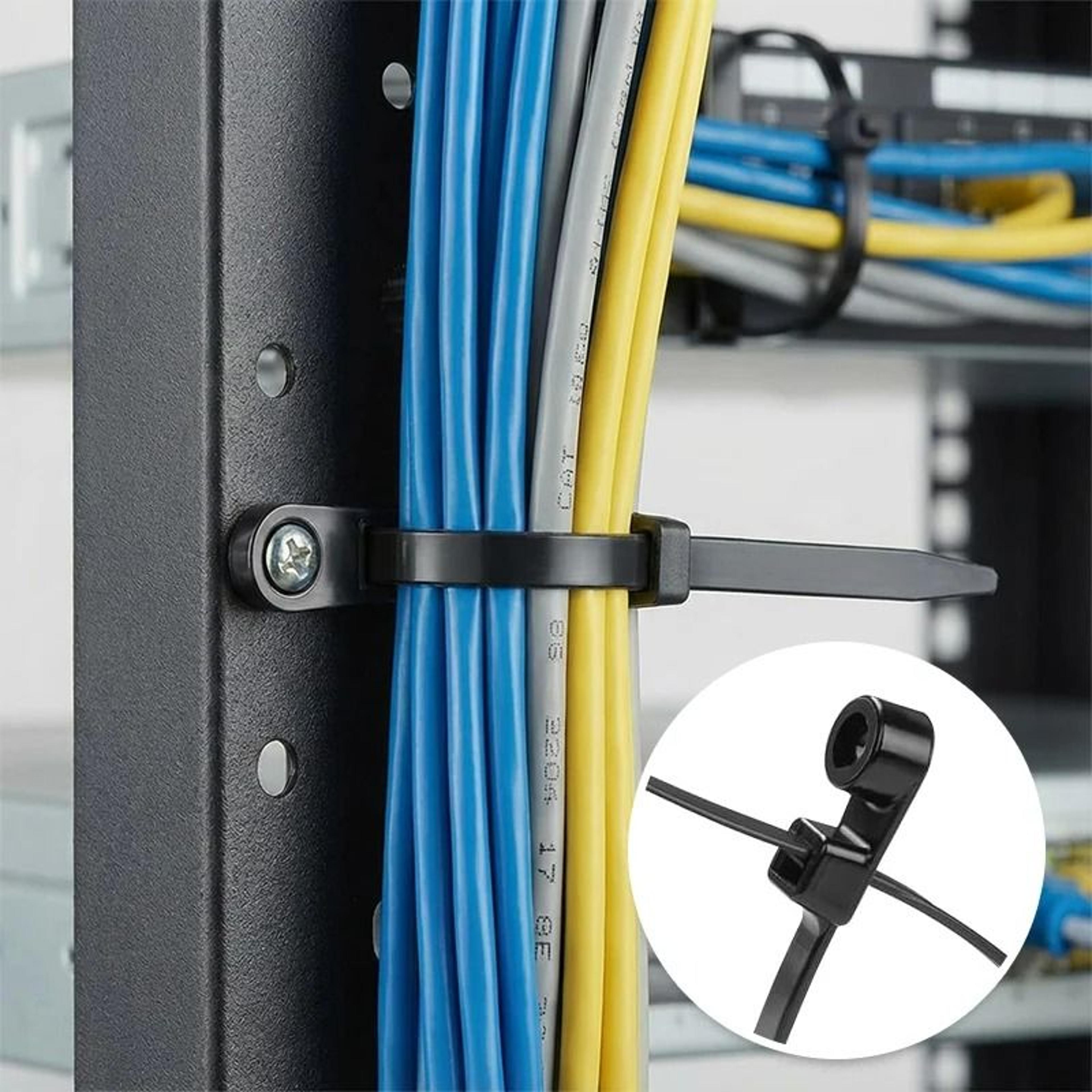 100-piece heavy-duty nylon screw-hole cable ties