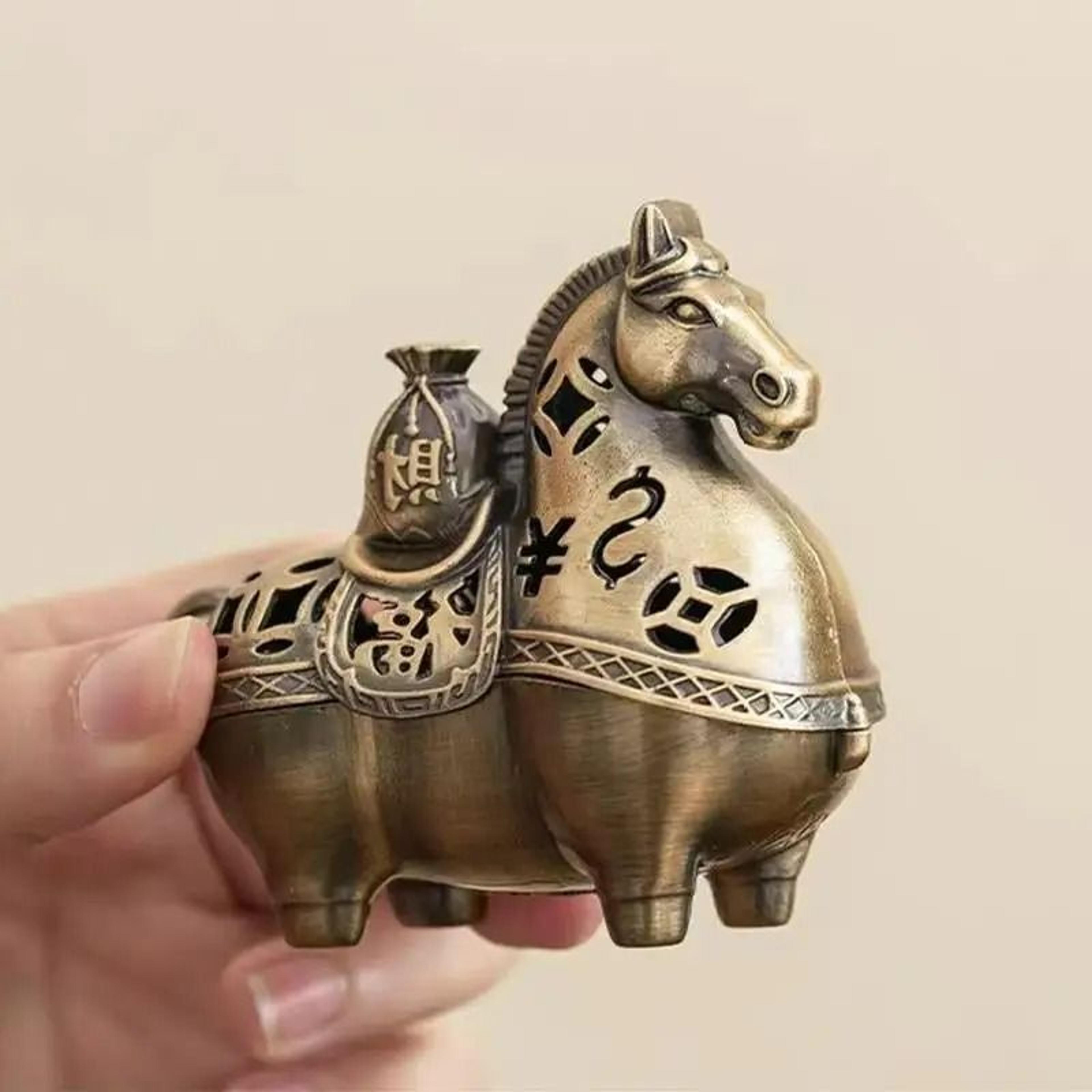 mini alloy fat horse incense burner