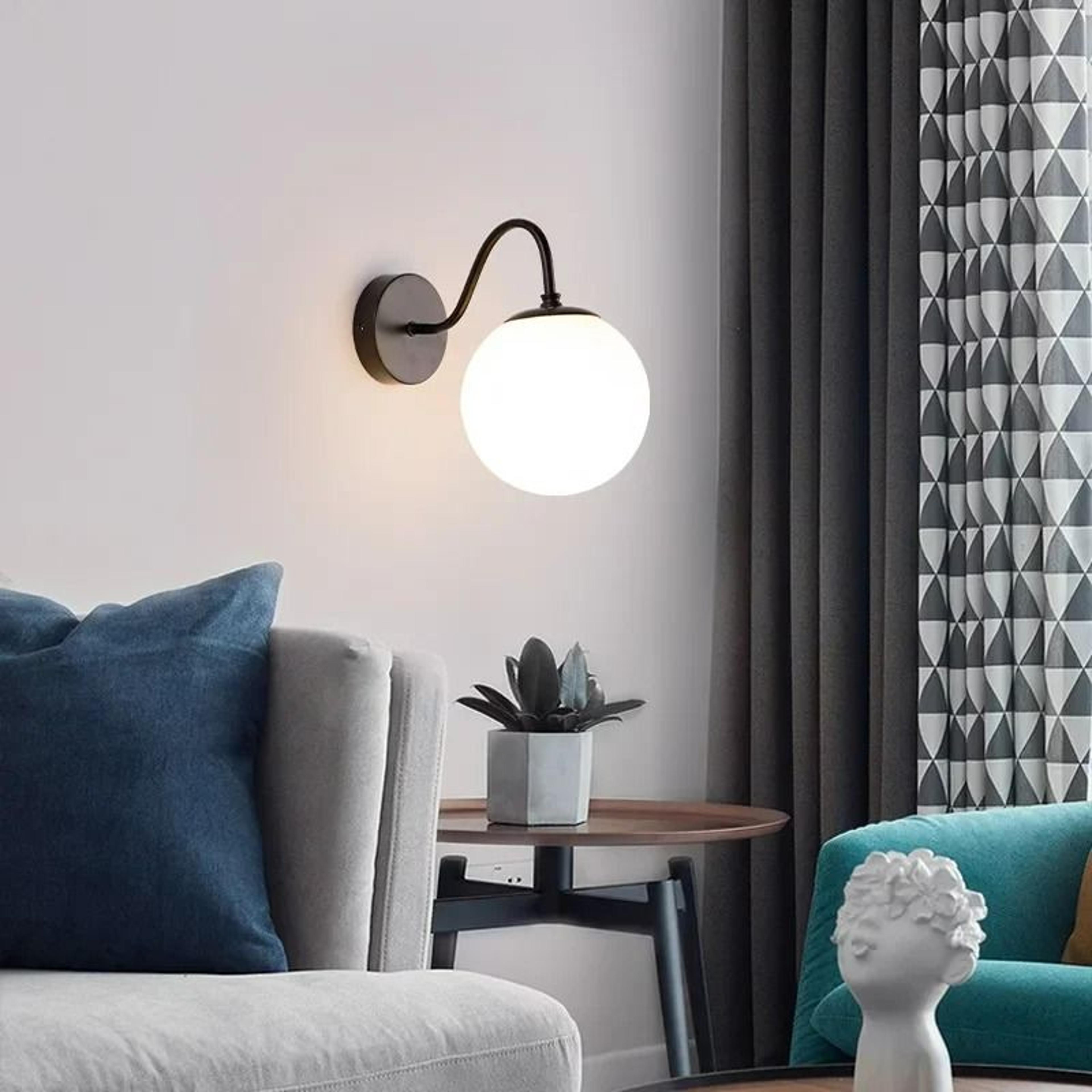 modern led gold ball glass wall sconce
