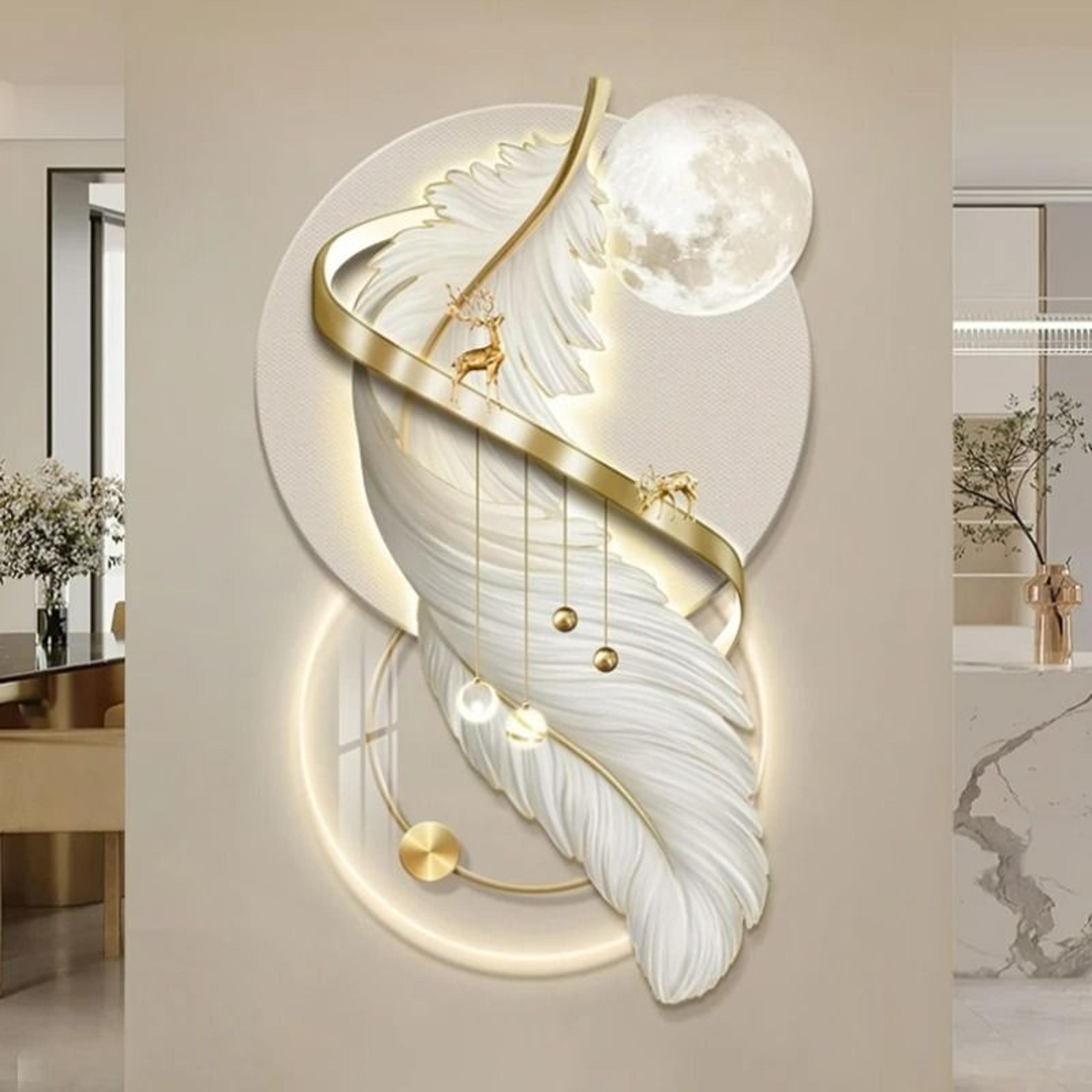 modern feather led mural art wall lamp
