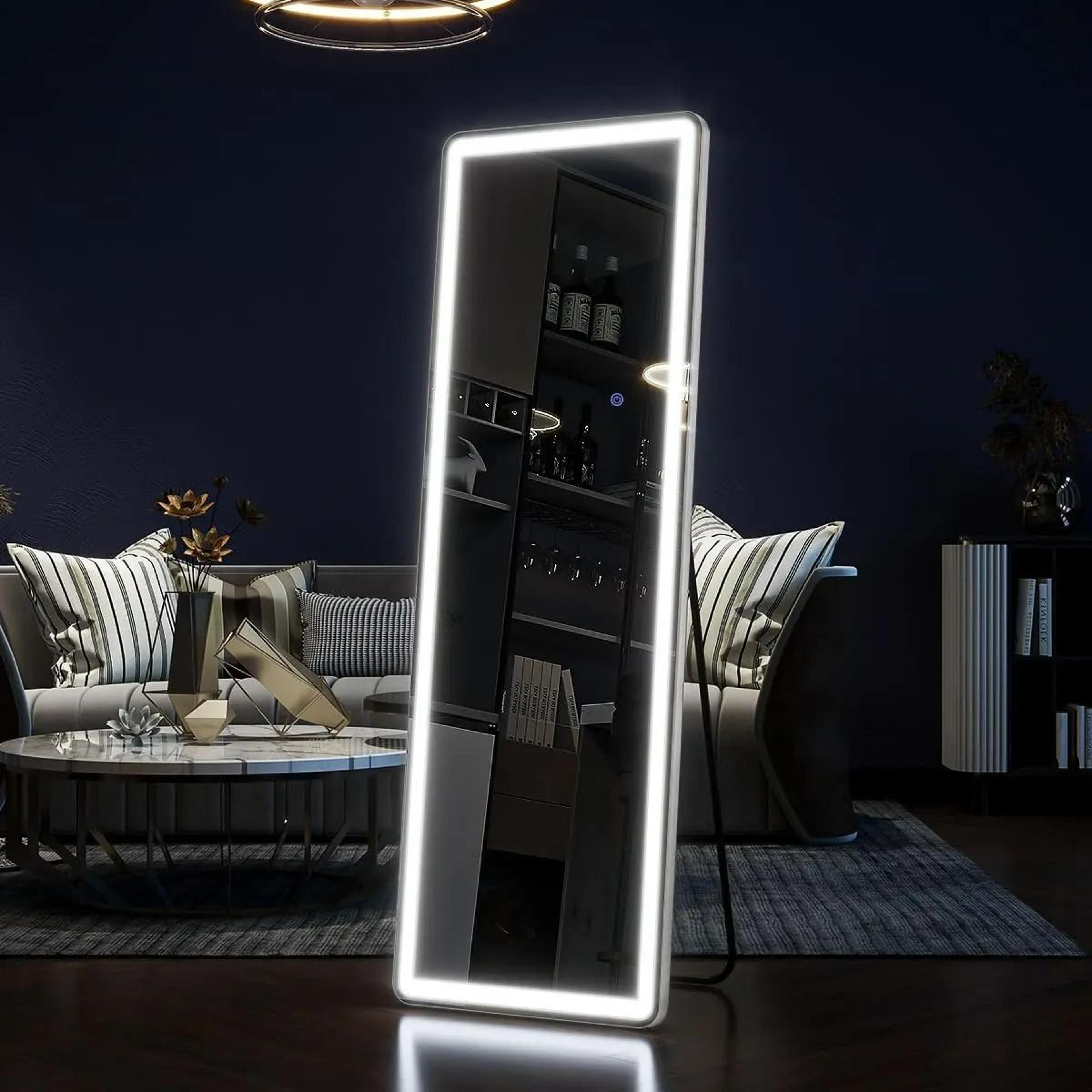 modern dimmable led full-length standing & wall mirror