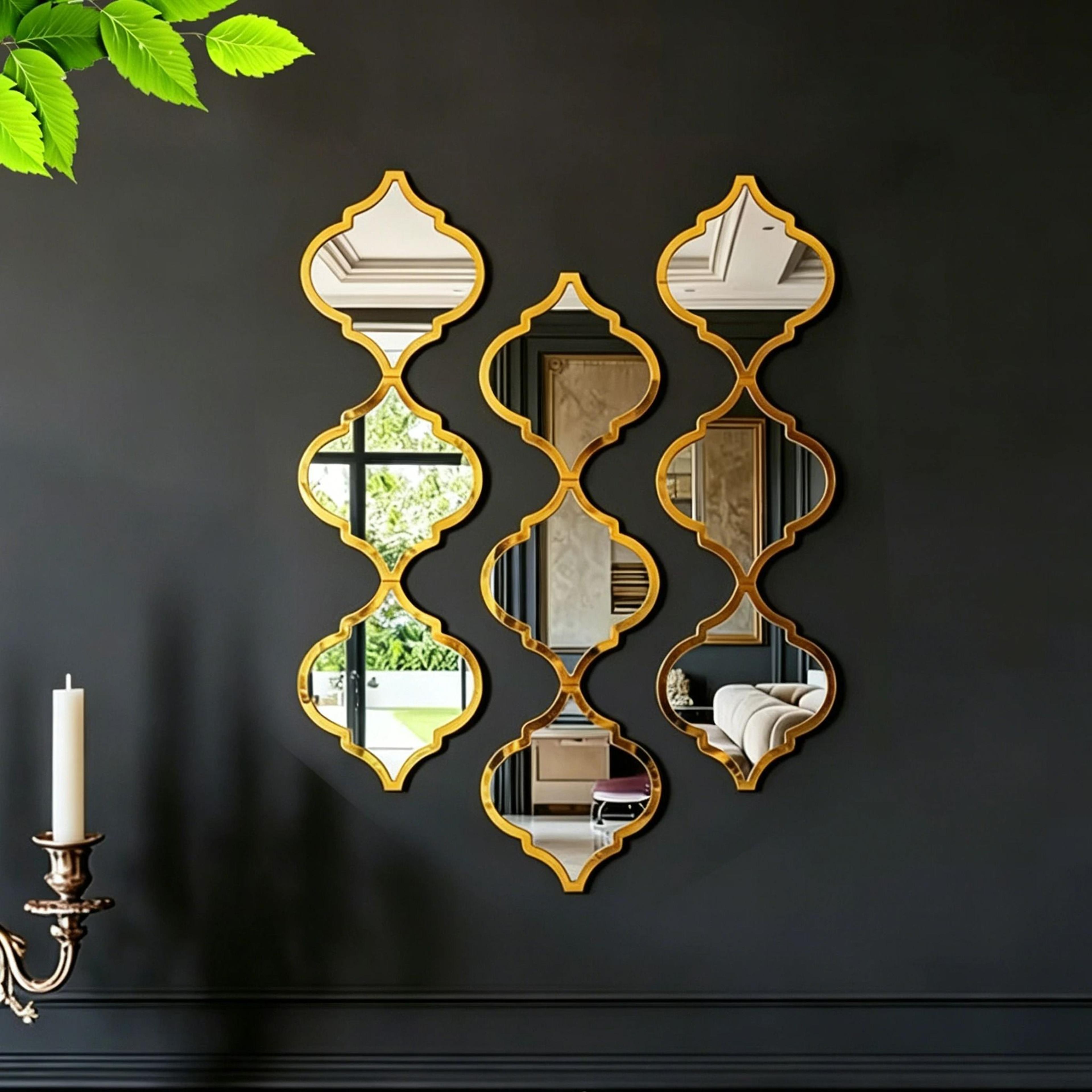12-piece moroccan gold decorative wall mirror set