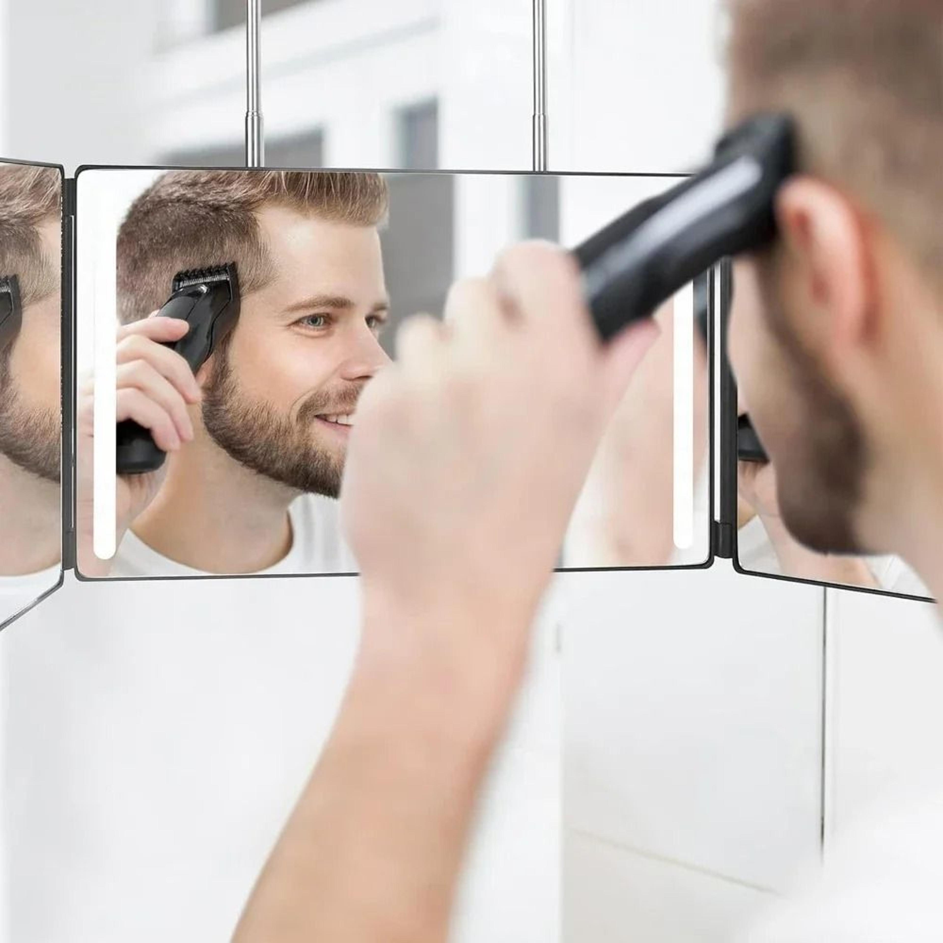 3-way rechargeable led self-haircut & barber mirror
