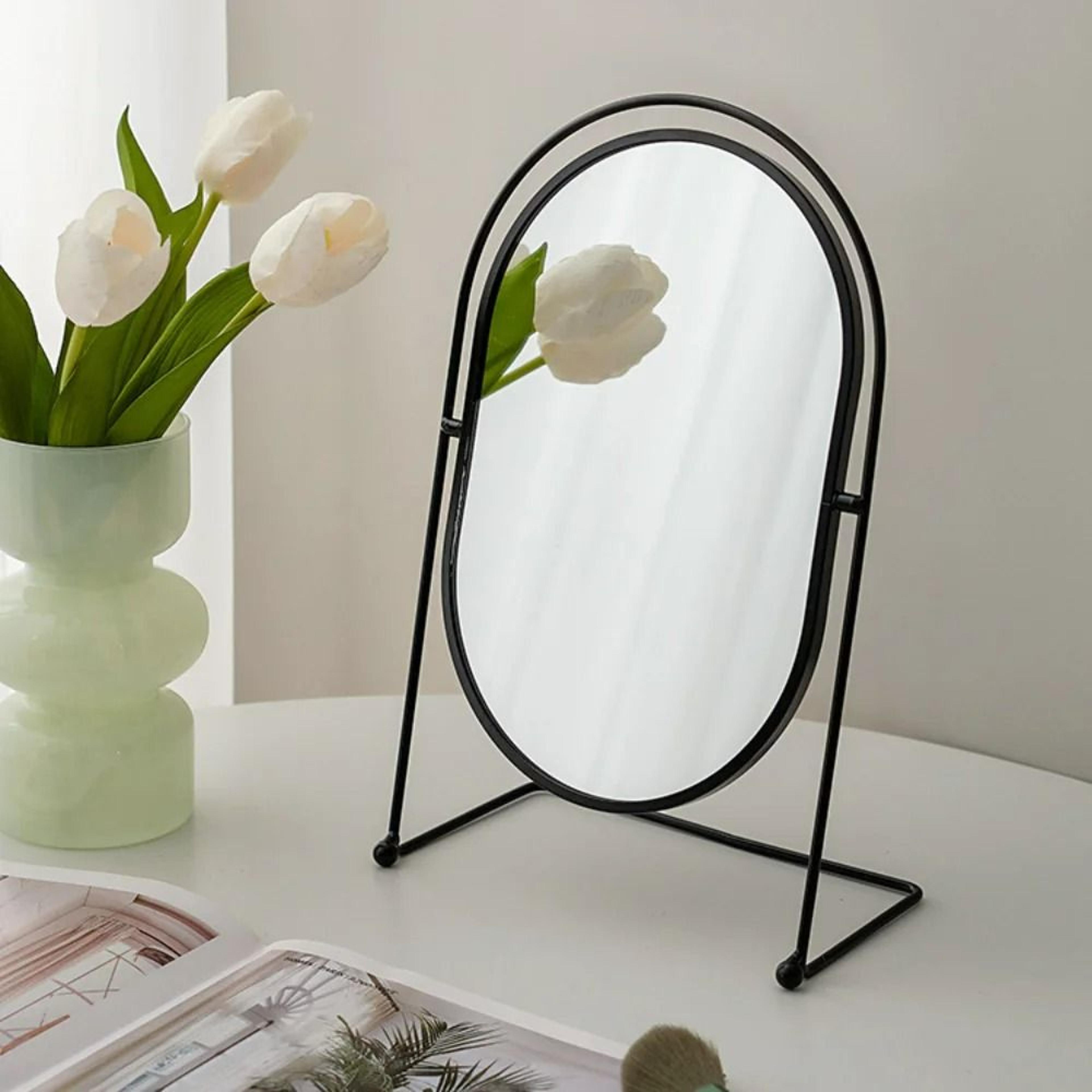 nordic iron art rotatable oval desktop vanity mirror