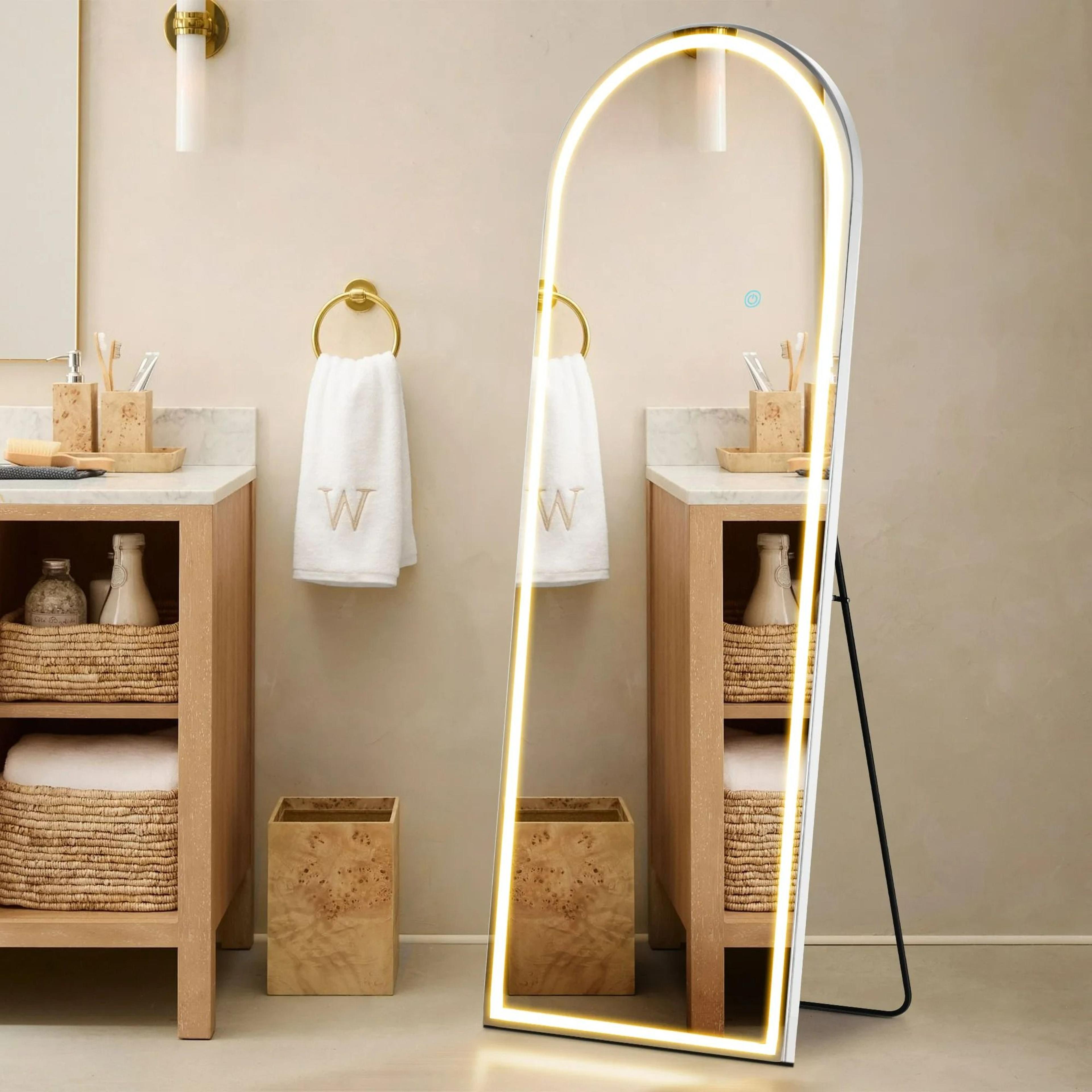 led full length standing floor mirror