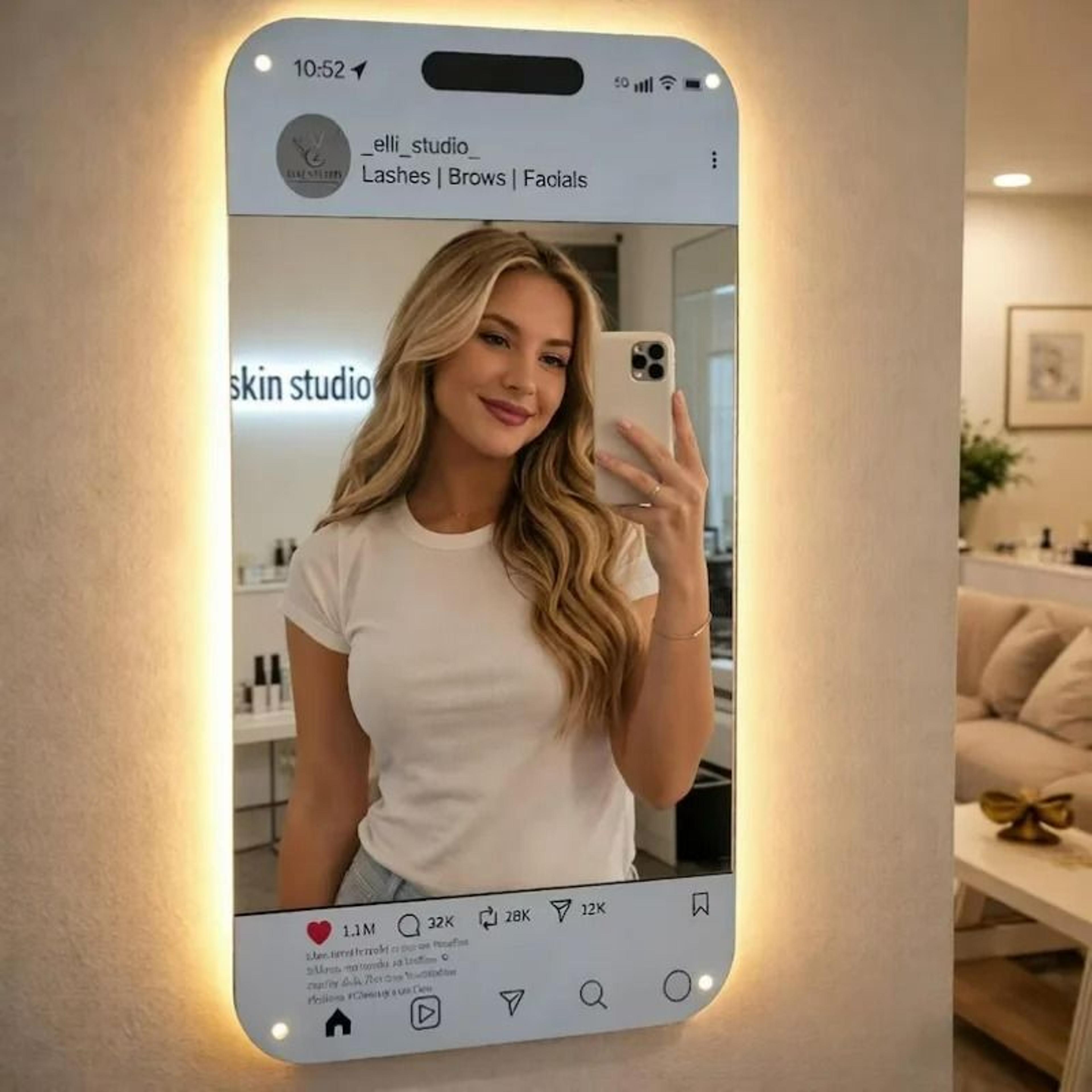 personalized led social media mirror light sign