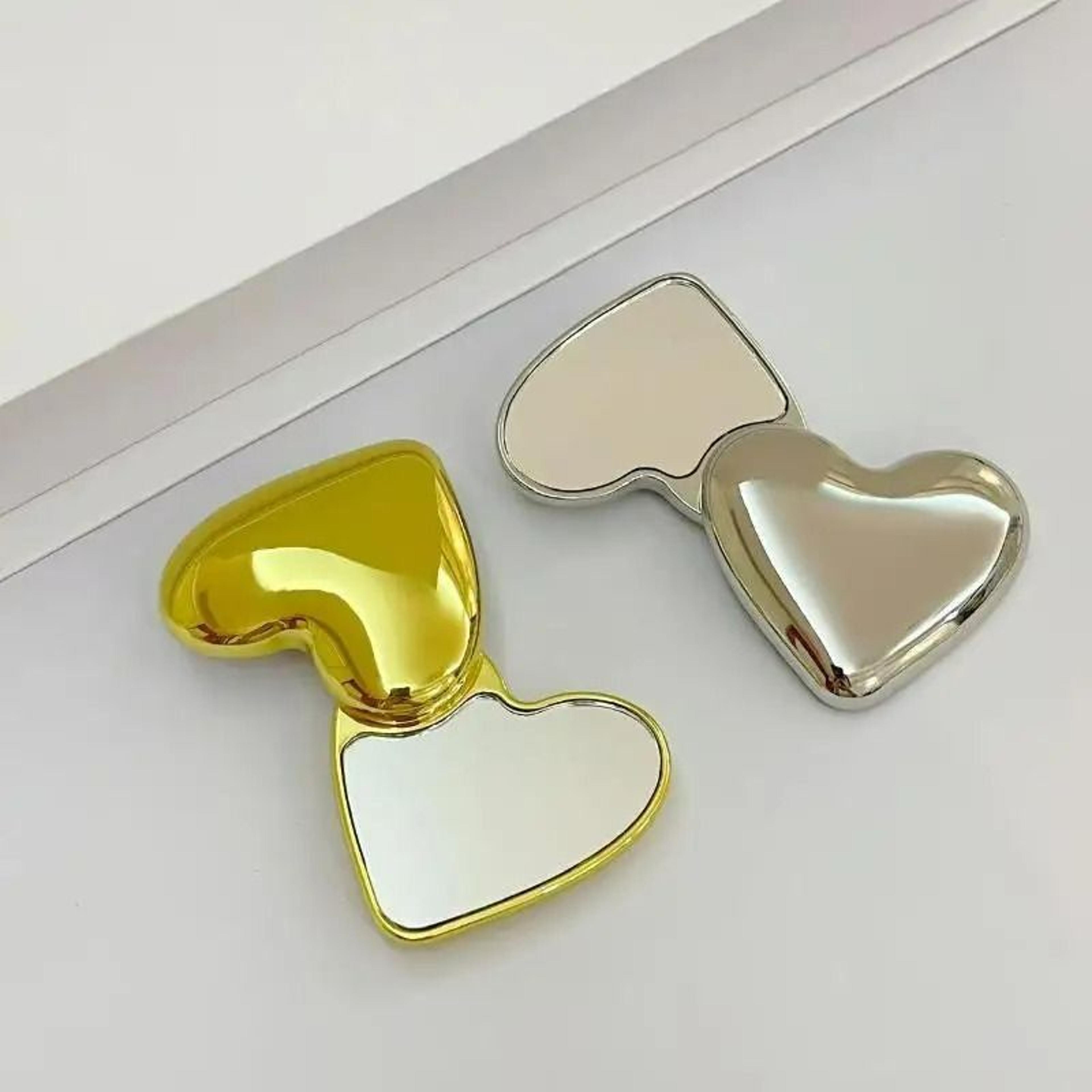 double-sided heart-shaped rotating vanity makeup mirror