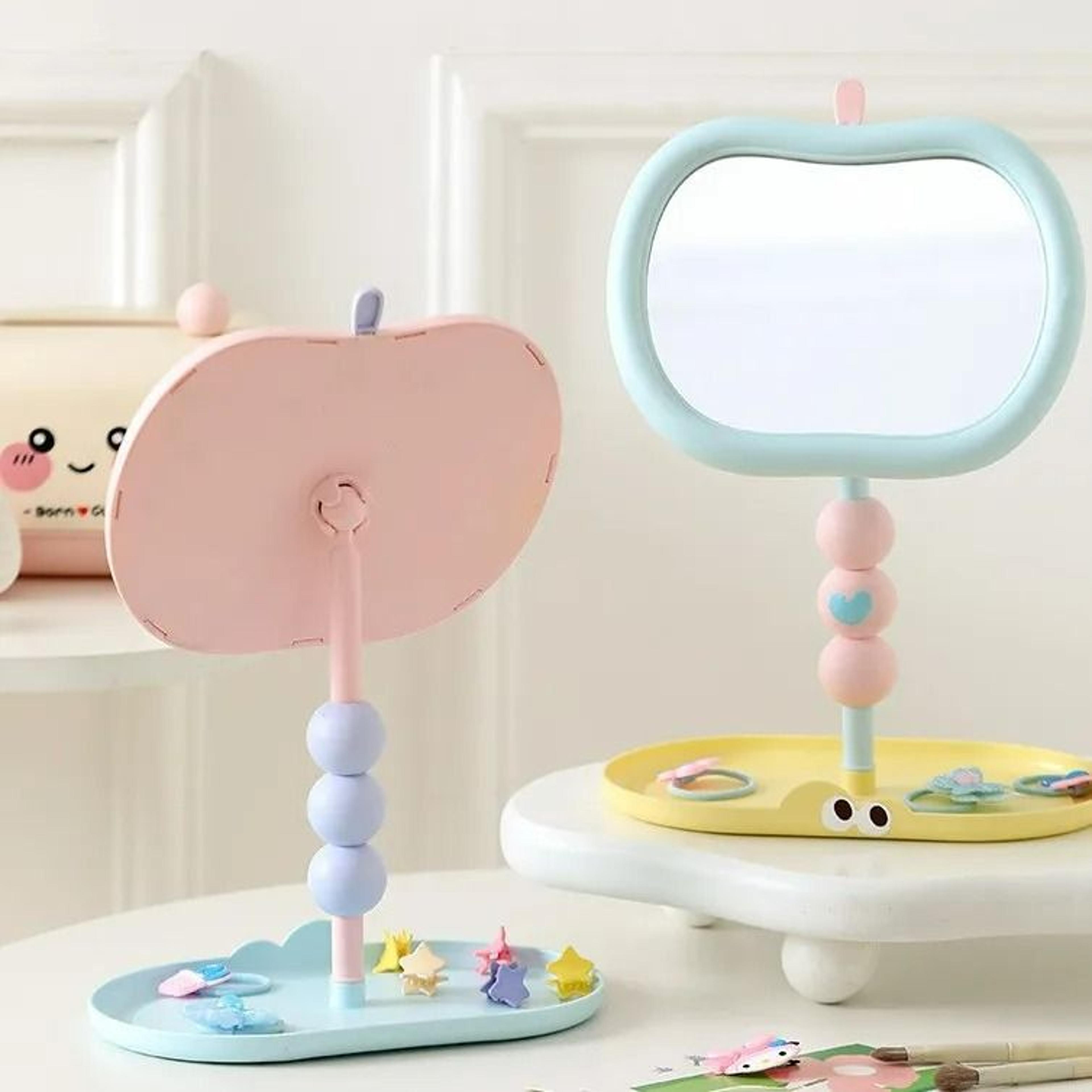 desktop rotating apple-shaped vanity makeup mirror