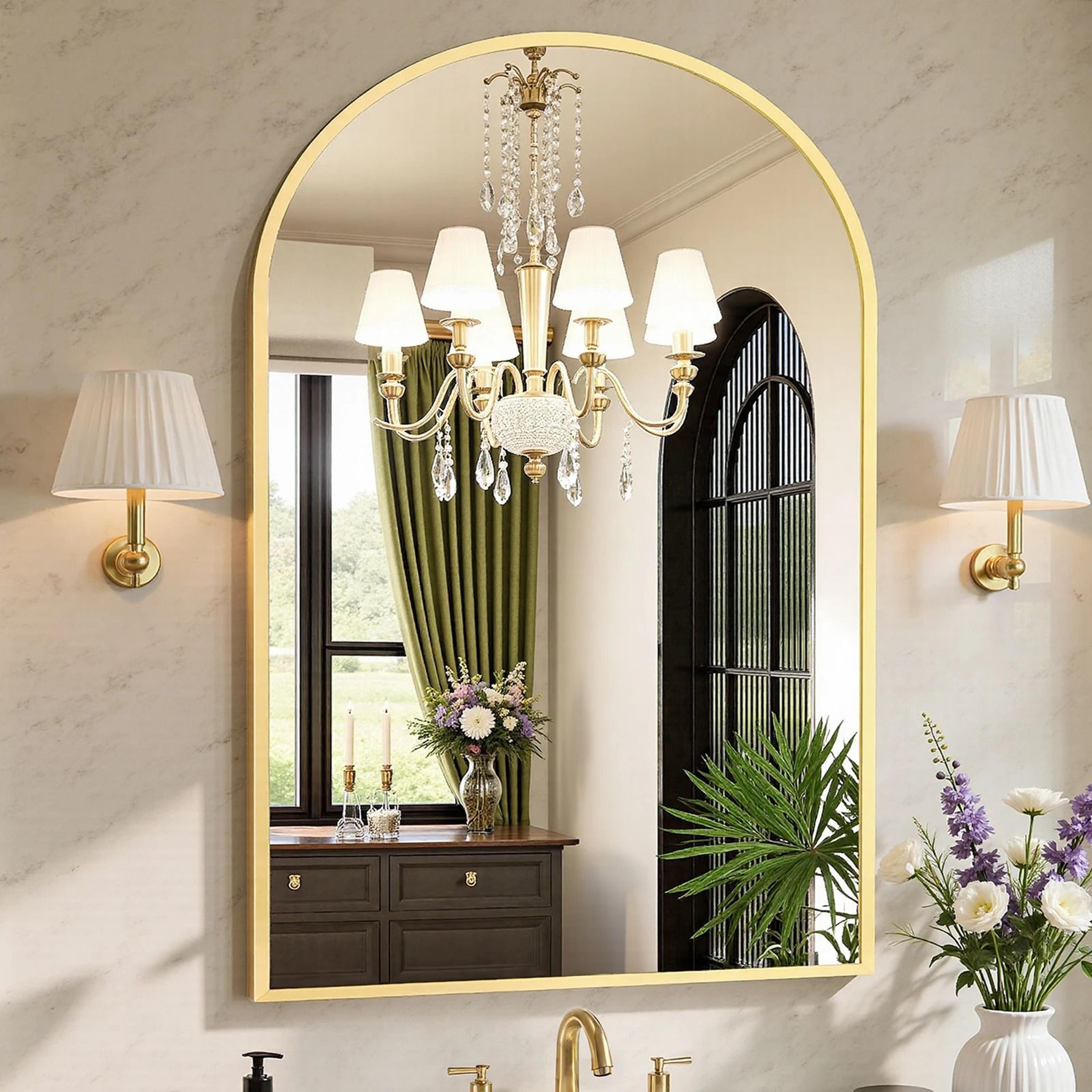 modern arched metal wall mirror