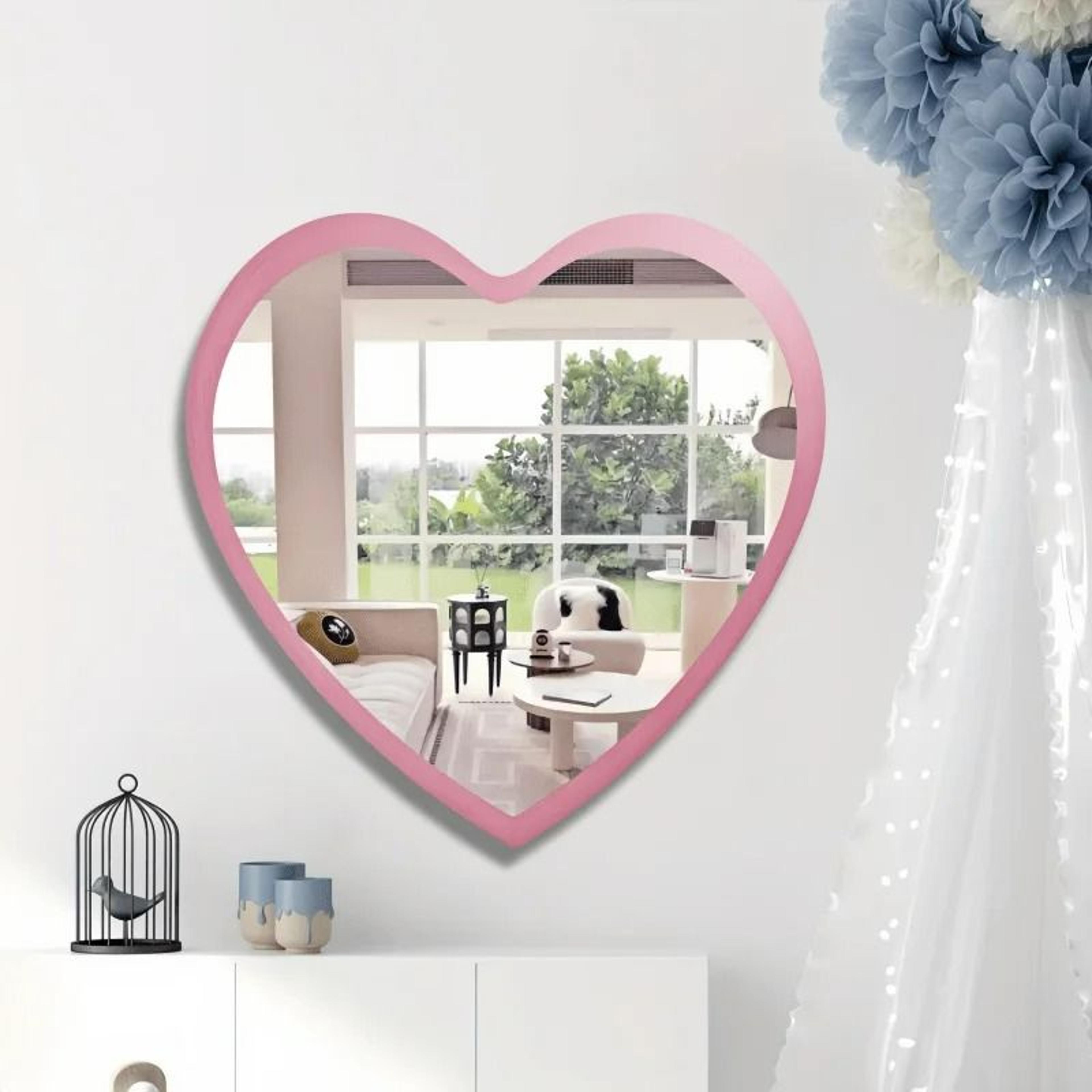 romantic acrylic wooden double-layer pink heart-shaped mirror