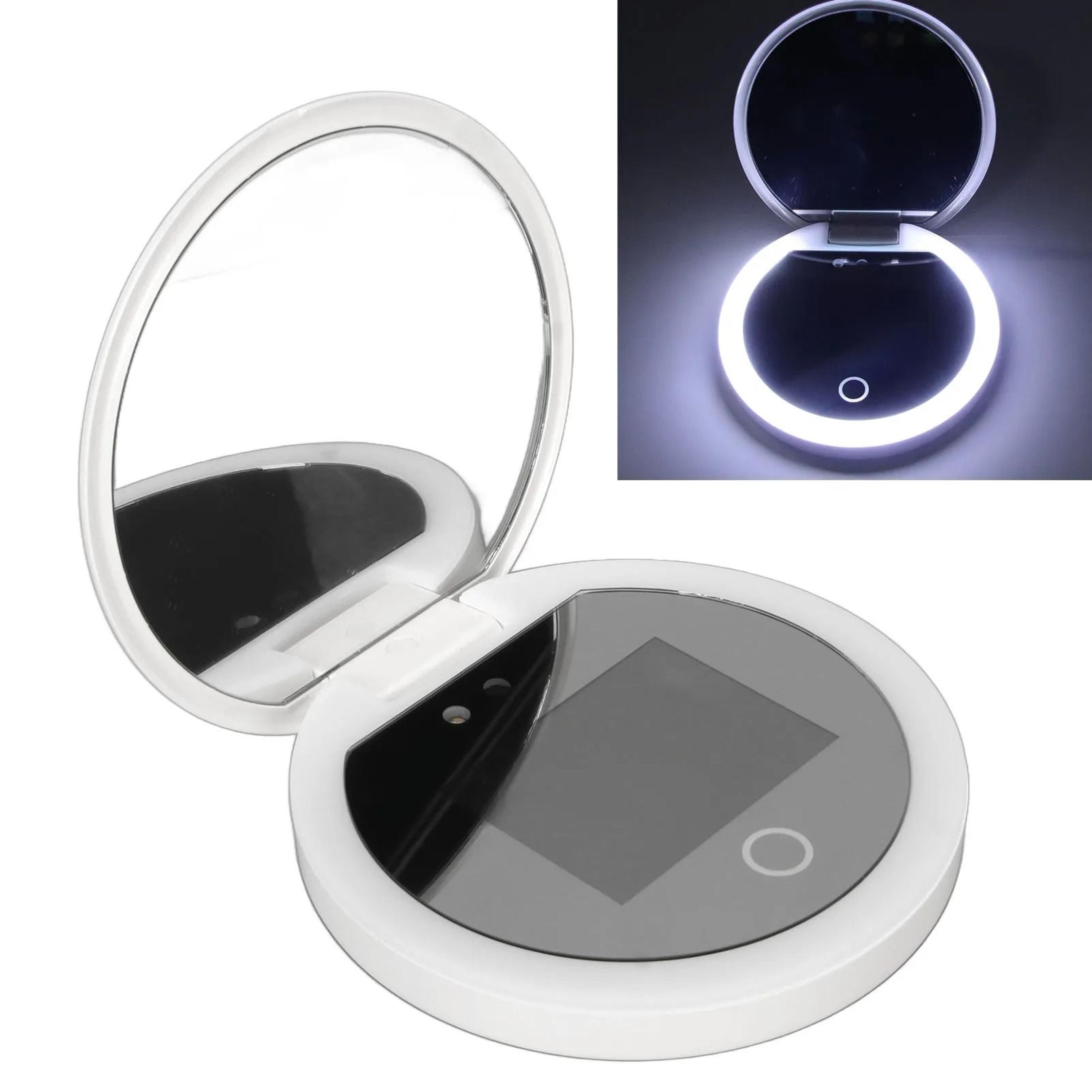 uv sunscreen testing pocket mirror with led light & 2x magnification