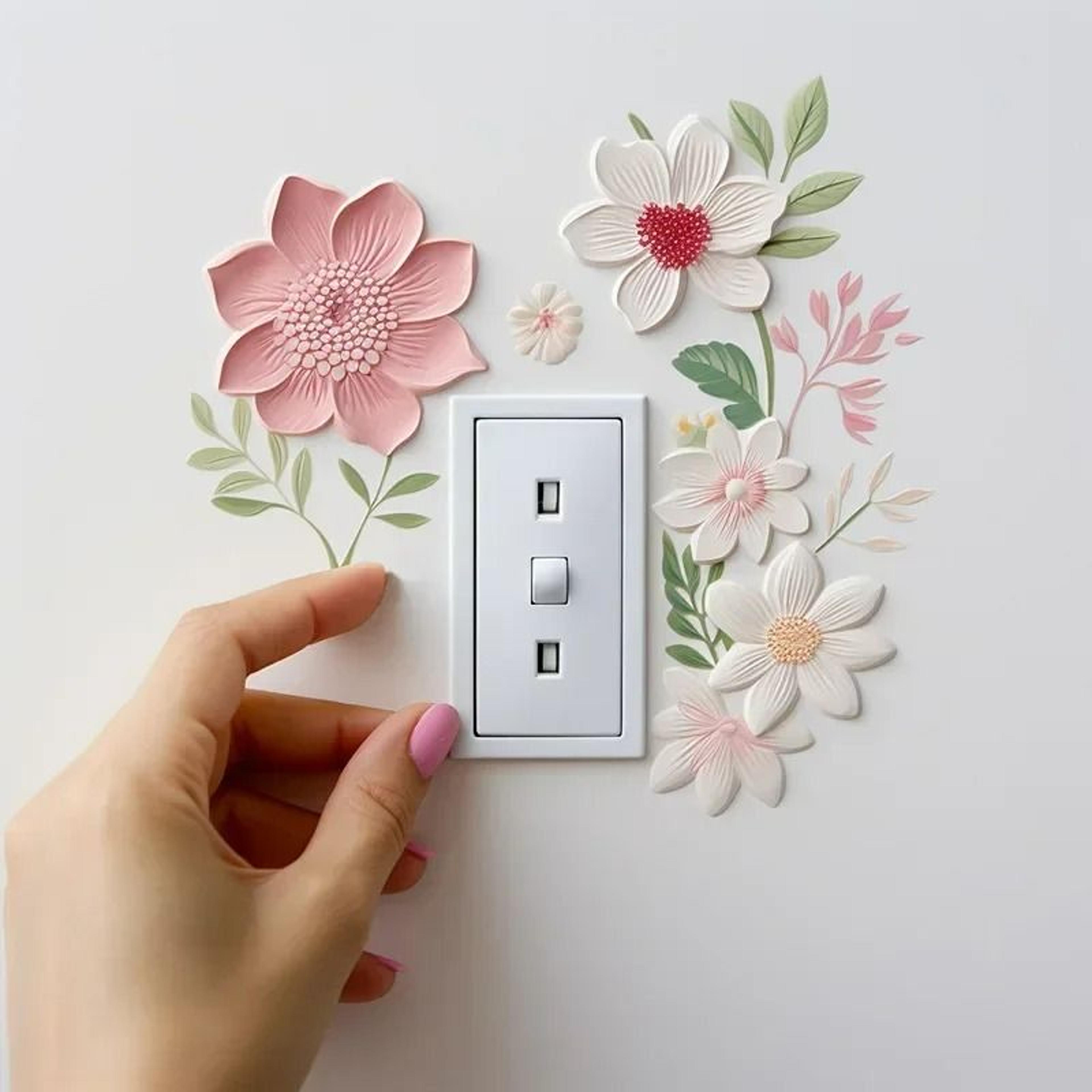beautiful floral light switch pvc wall sticker