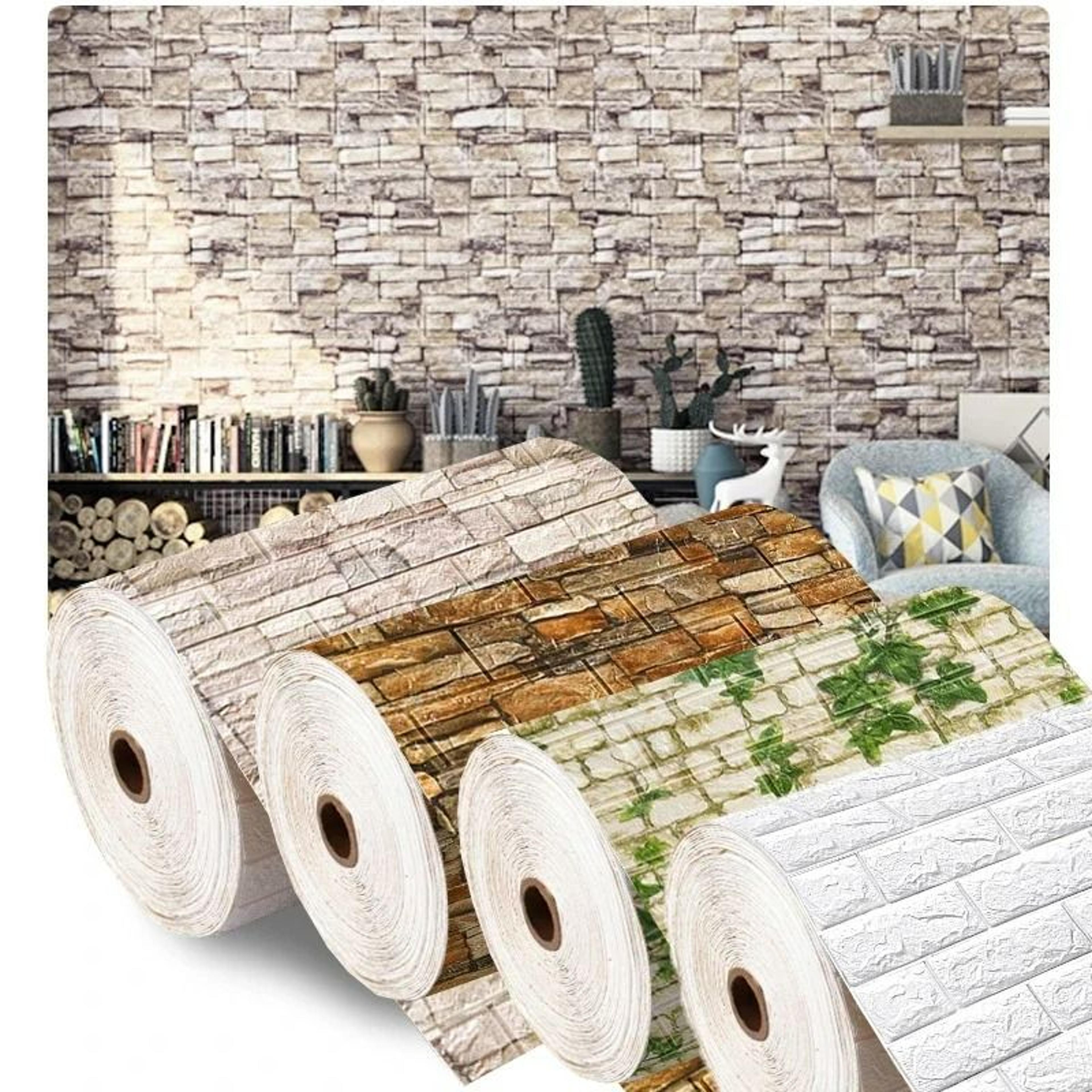 3d continuous faux brick waterproof self-adhesive wallpaper roll