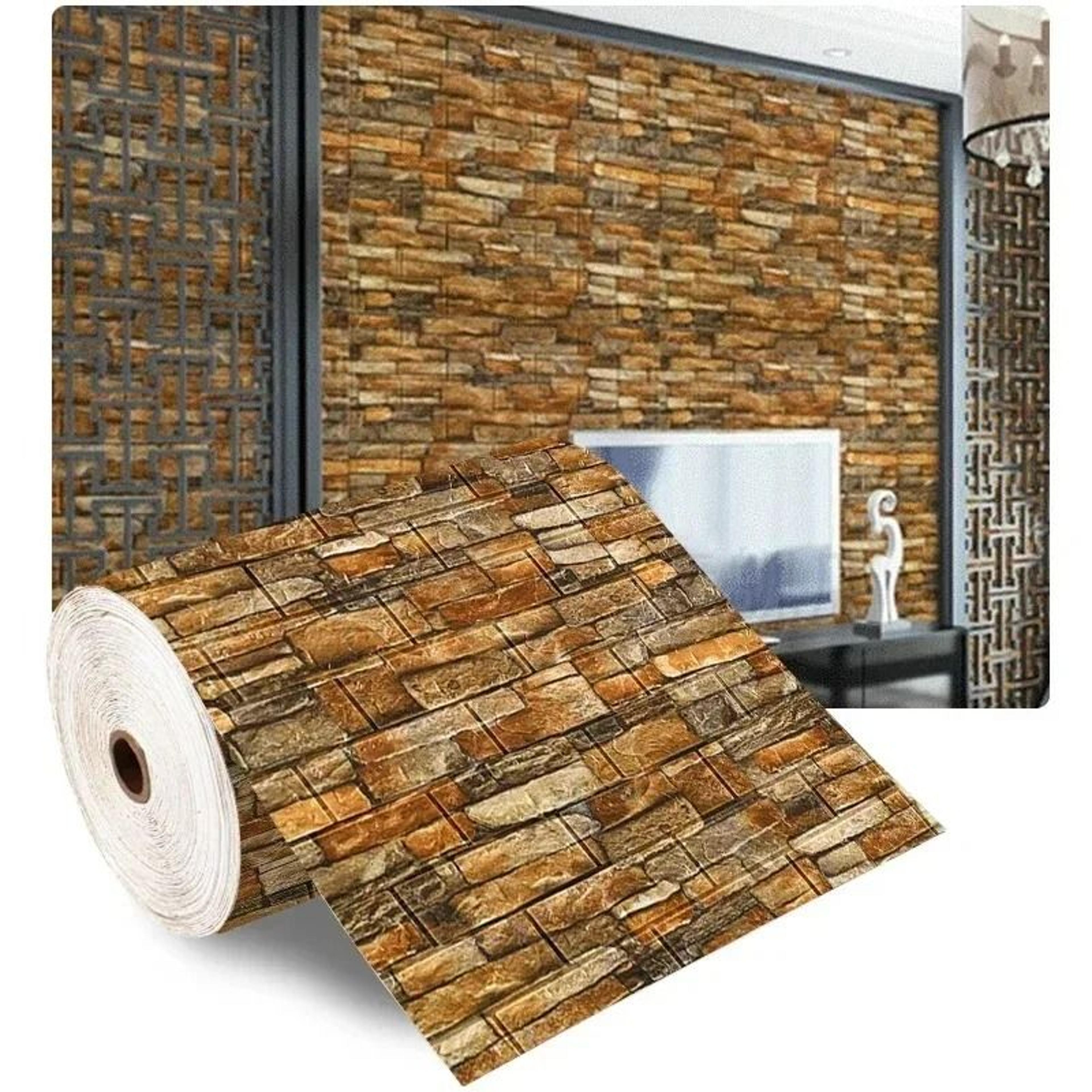 retro 3d faux brick waterproof self-adhesive wall sticker roll