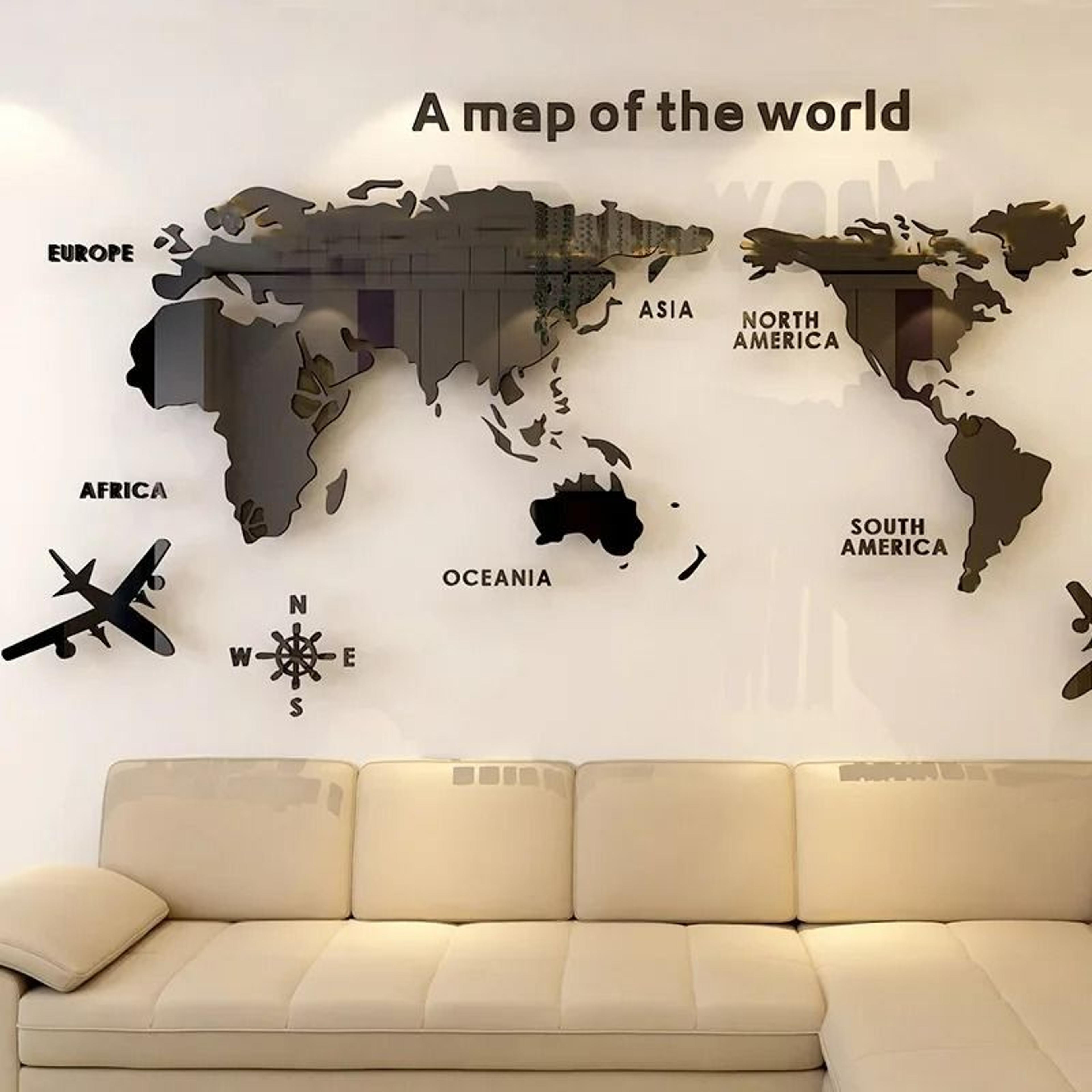 3d acrylic creative world map wall sticker mural