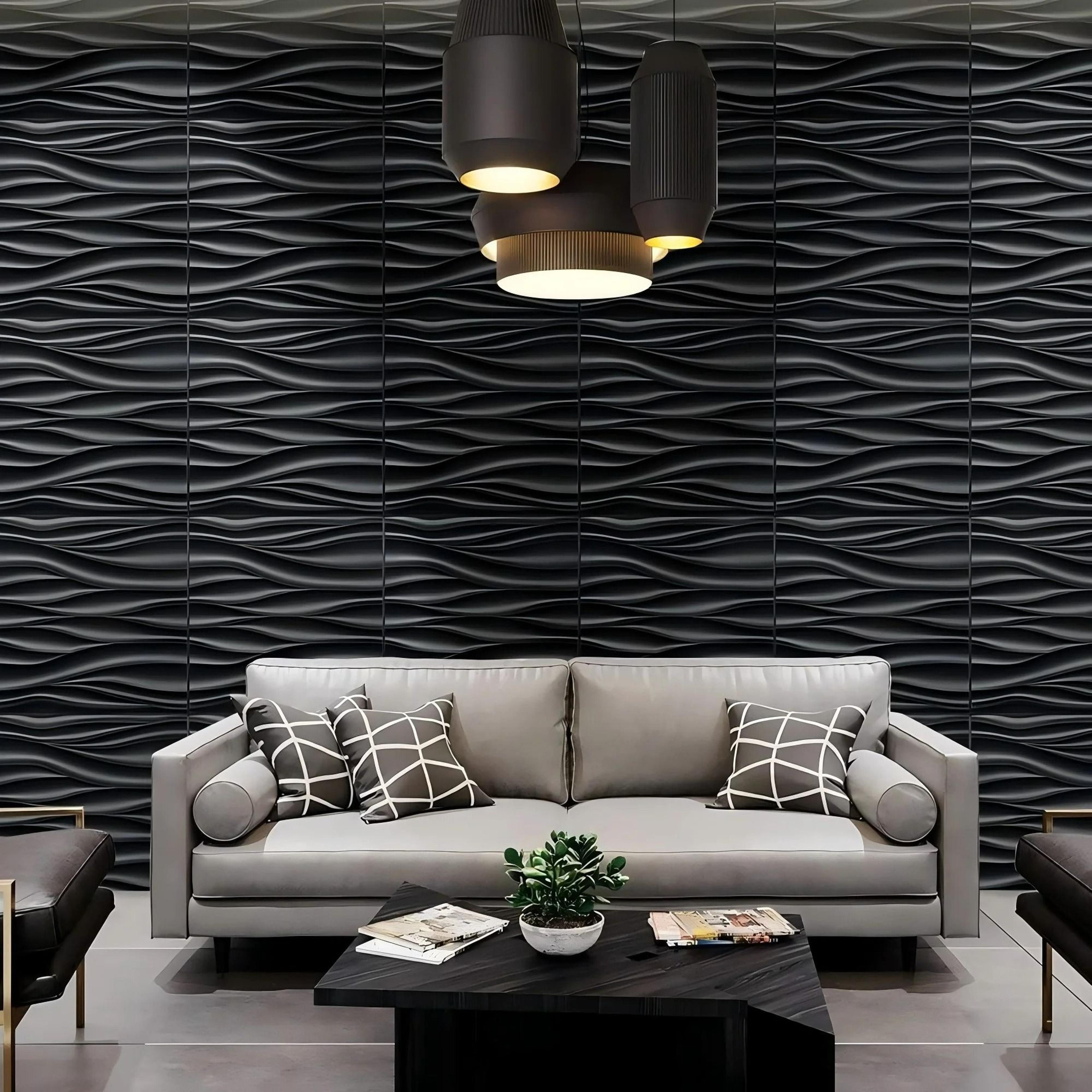 3d sculpted wave modular paintable wall panel tiles