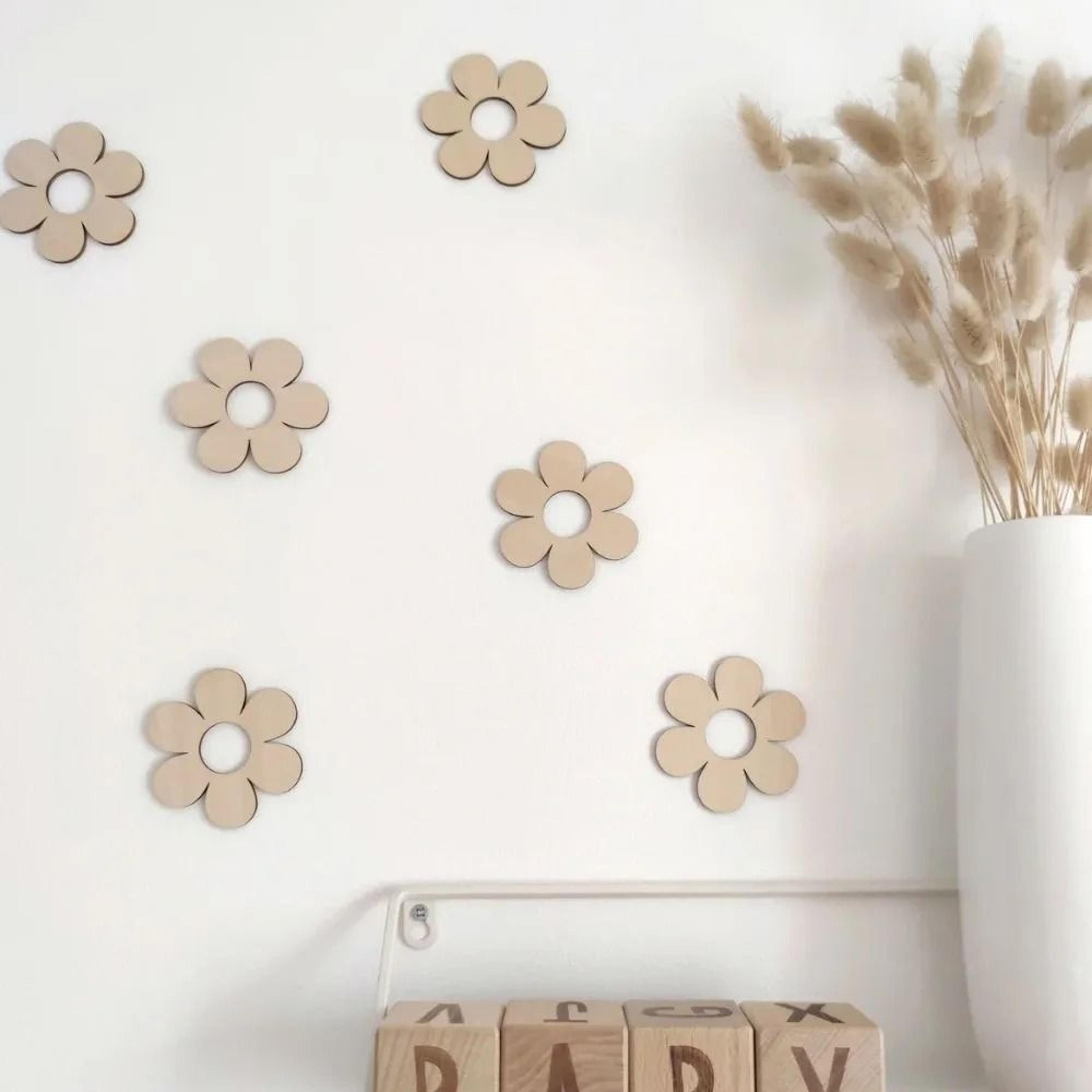 diy wooden 3d clouds & flowers self-adhesive wall ornaments