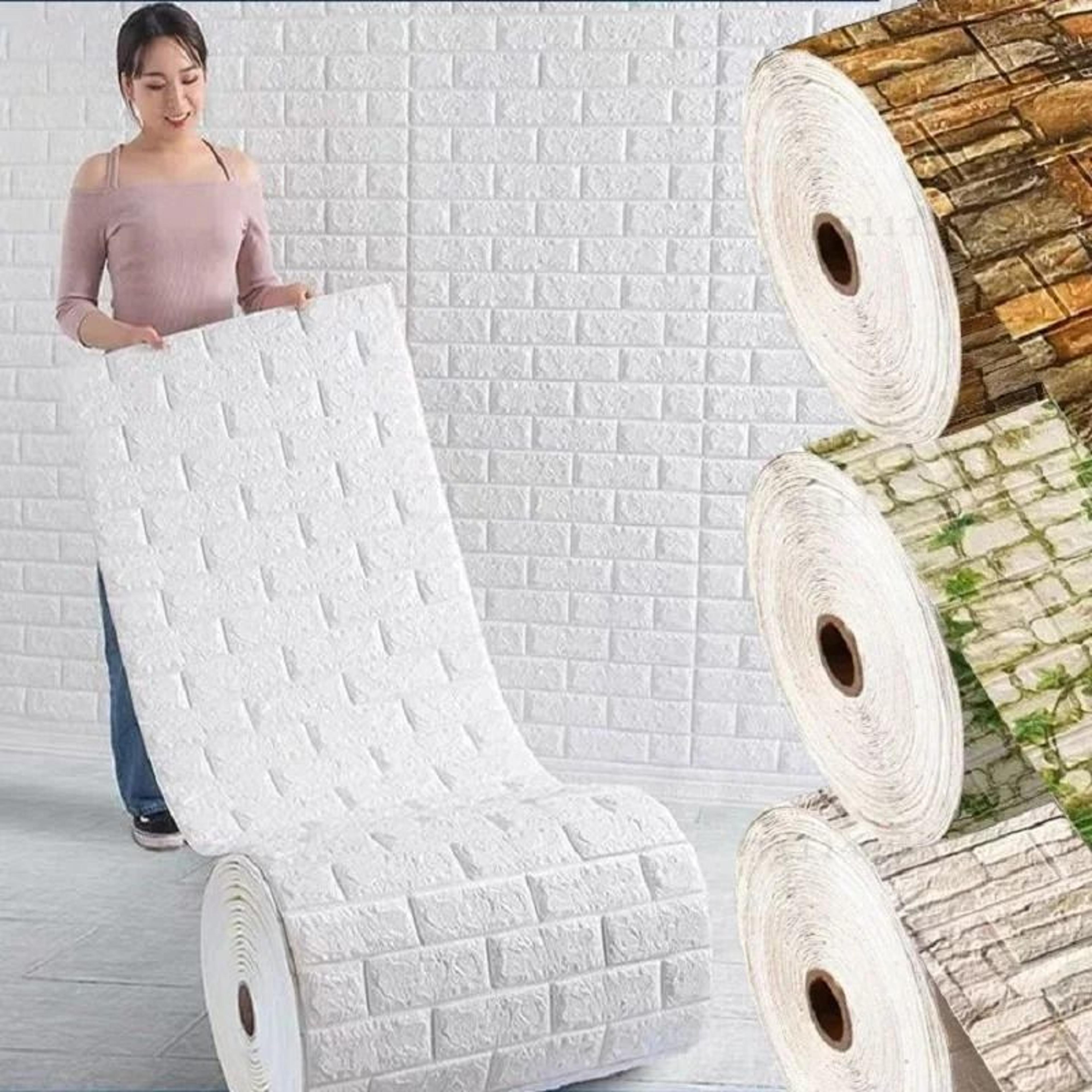 3d sculpted brick foam waterproof self-adhesive wall tile roll