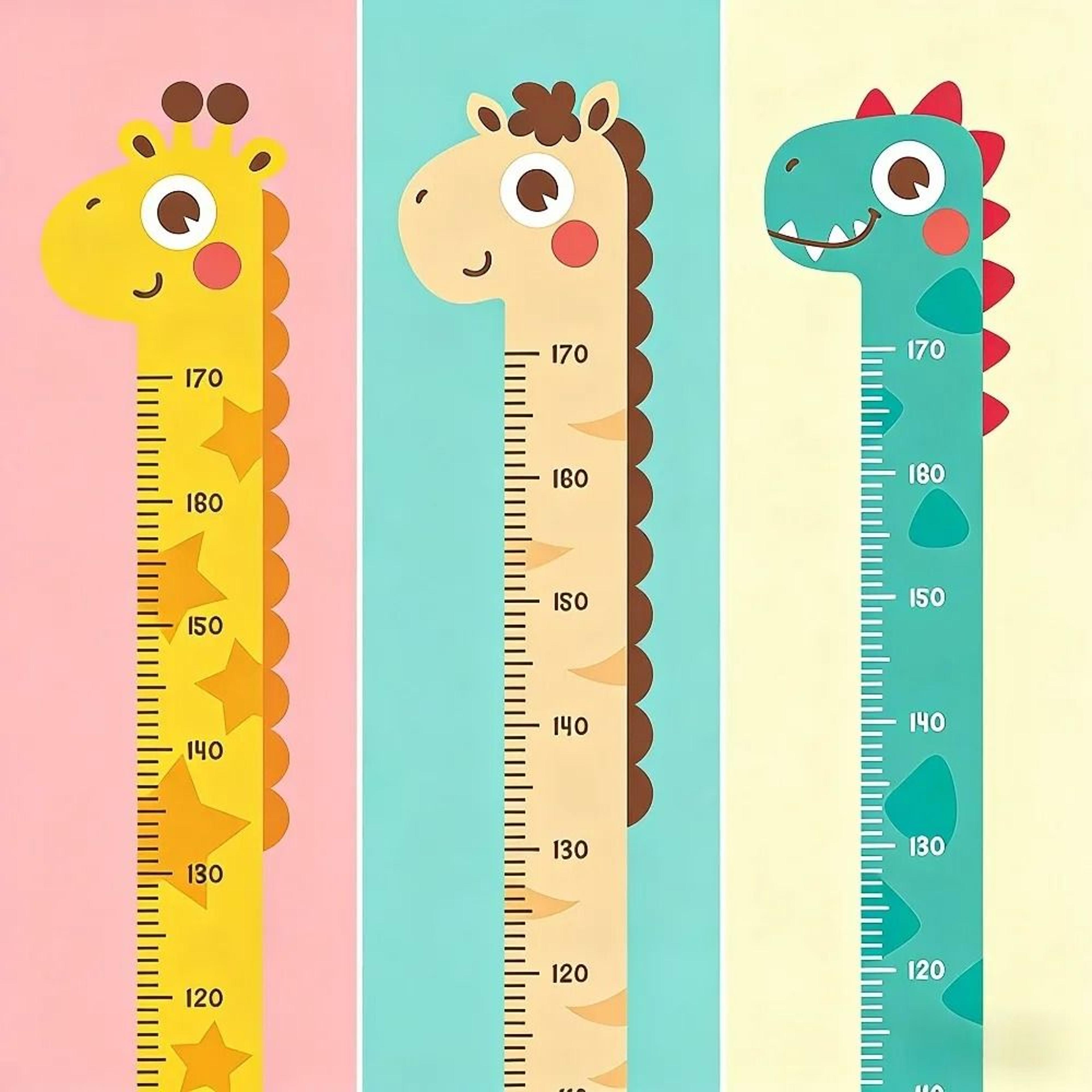 cute cartoon height growth chart self-adhesive wall sticker