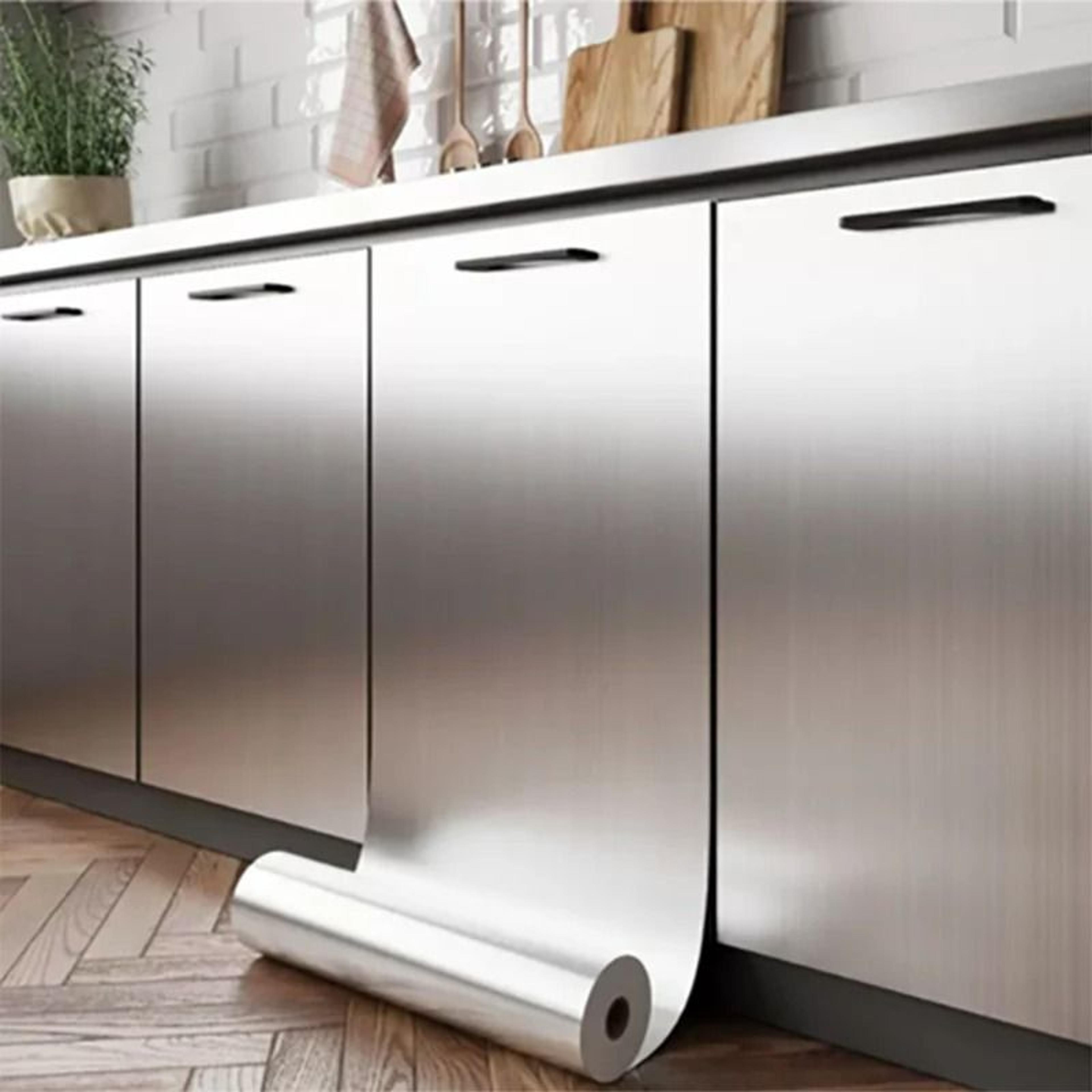 brushed metallic stainless steel contact paper roll