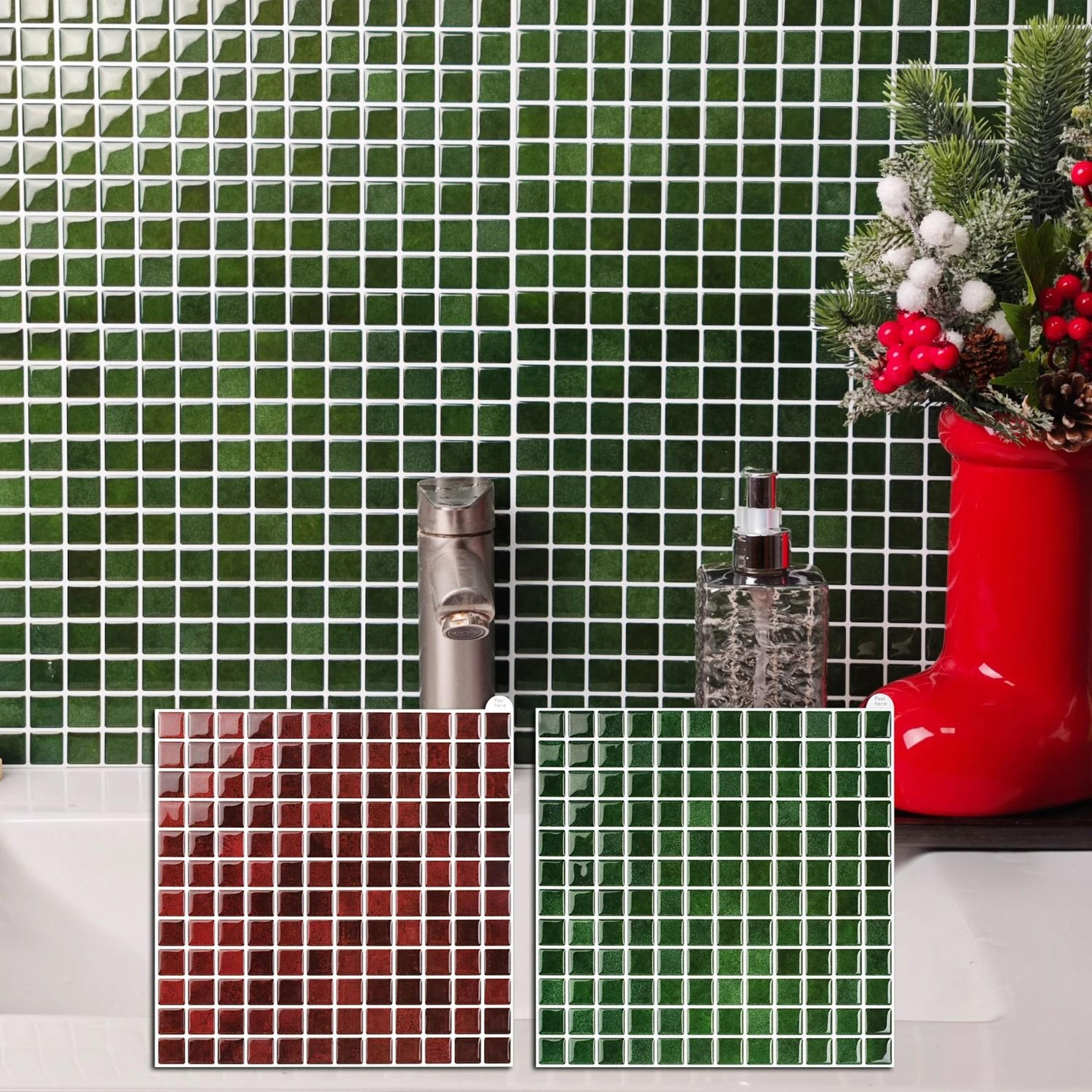 3-pack christmas mosaic tile self-adhesive removable wall decals