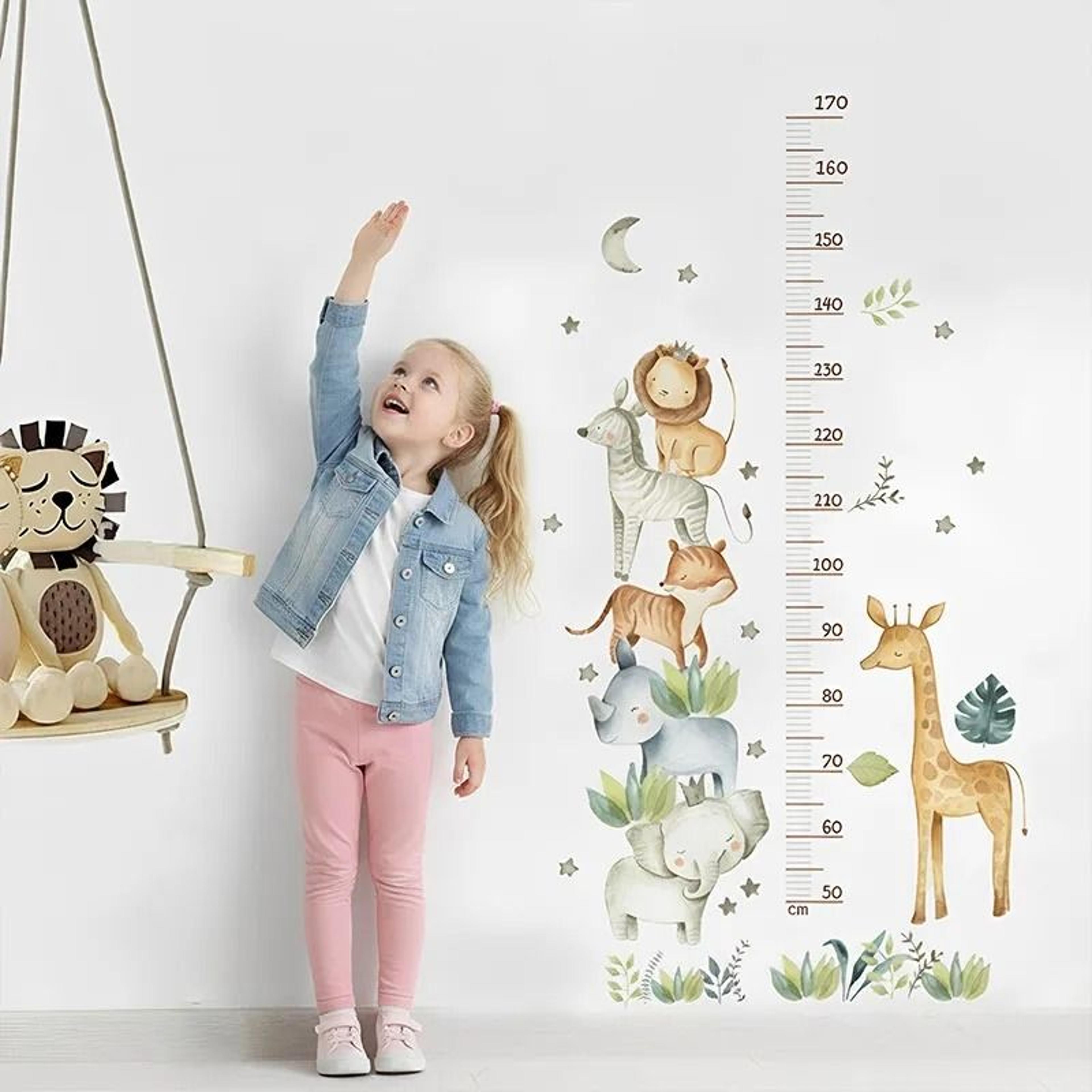 cartoon animal growth chart height ruler wall sticker