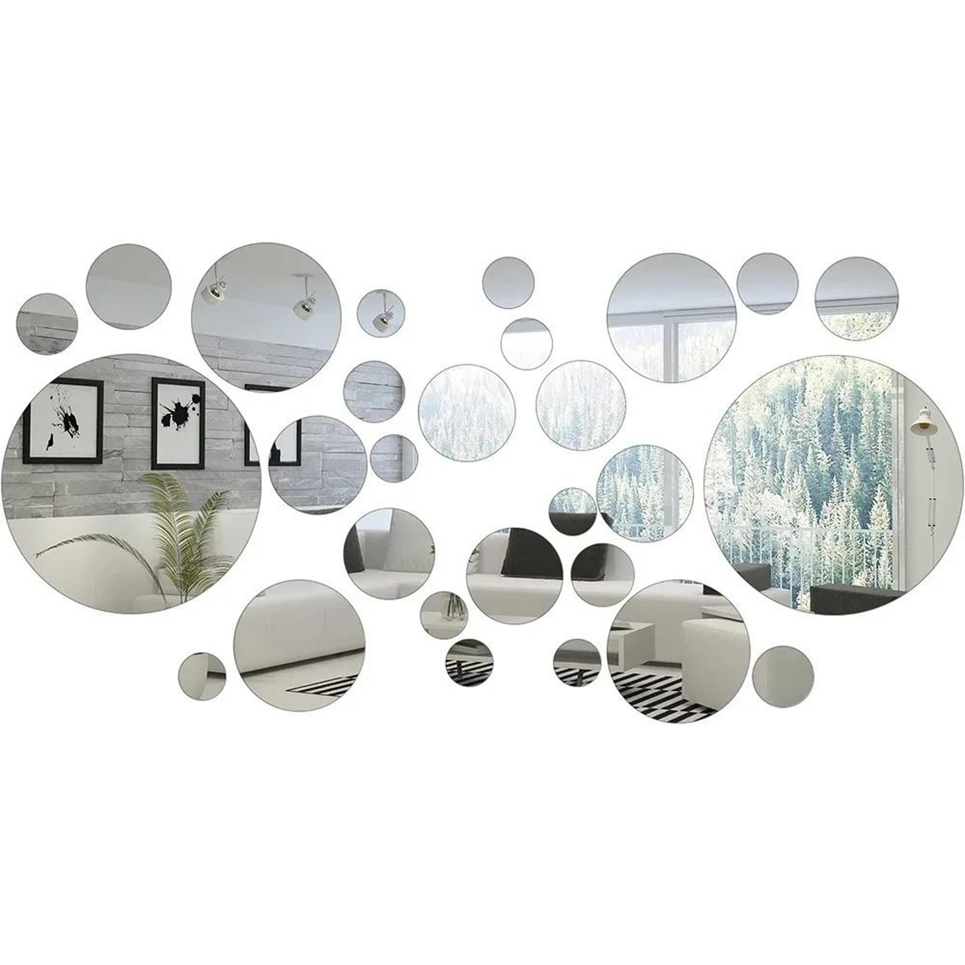 32-piece modern 3d circle mirror wall sticker set