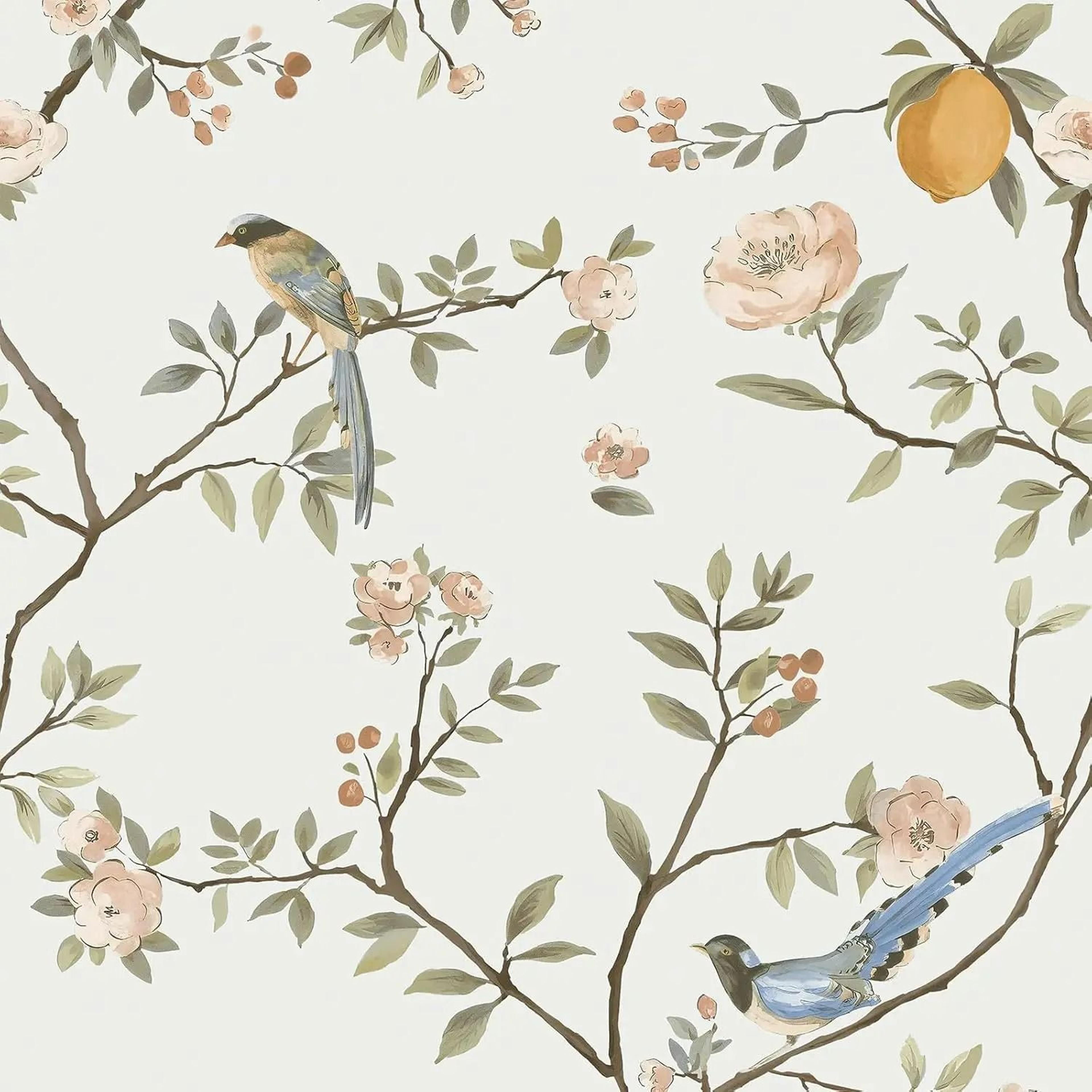 floral birds peel and stick wallpaper roll
