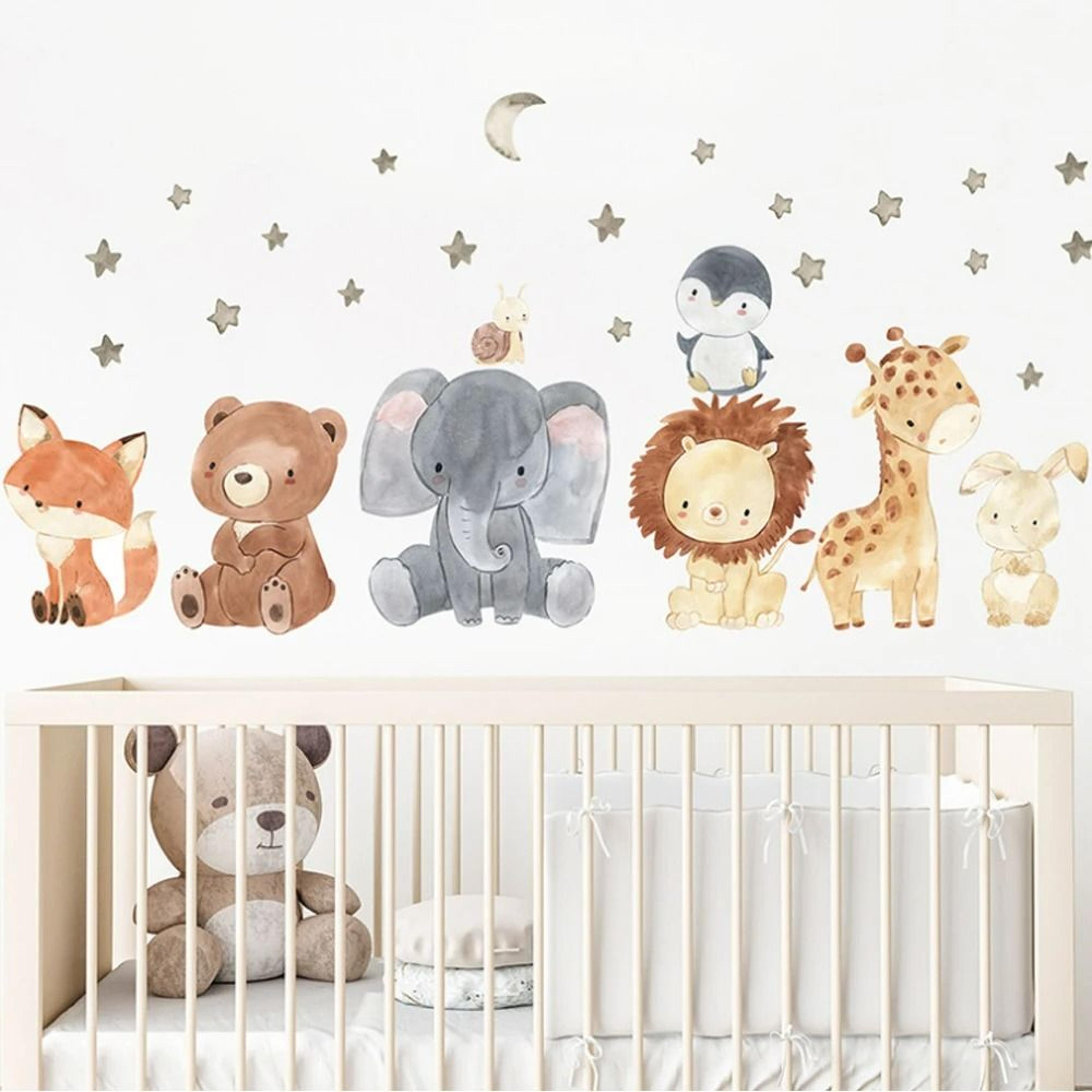 watercolor cartoon cute african animals wall stickers