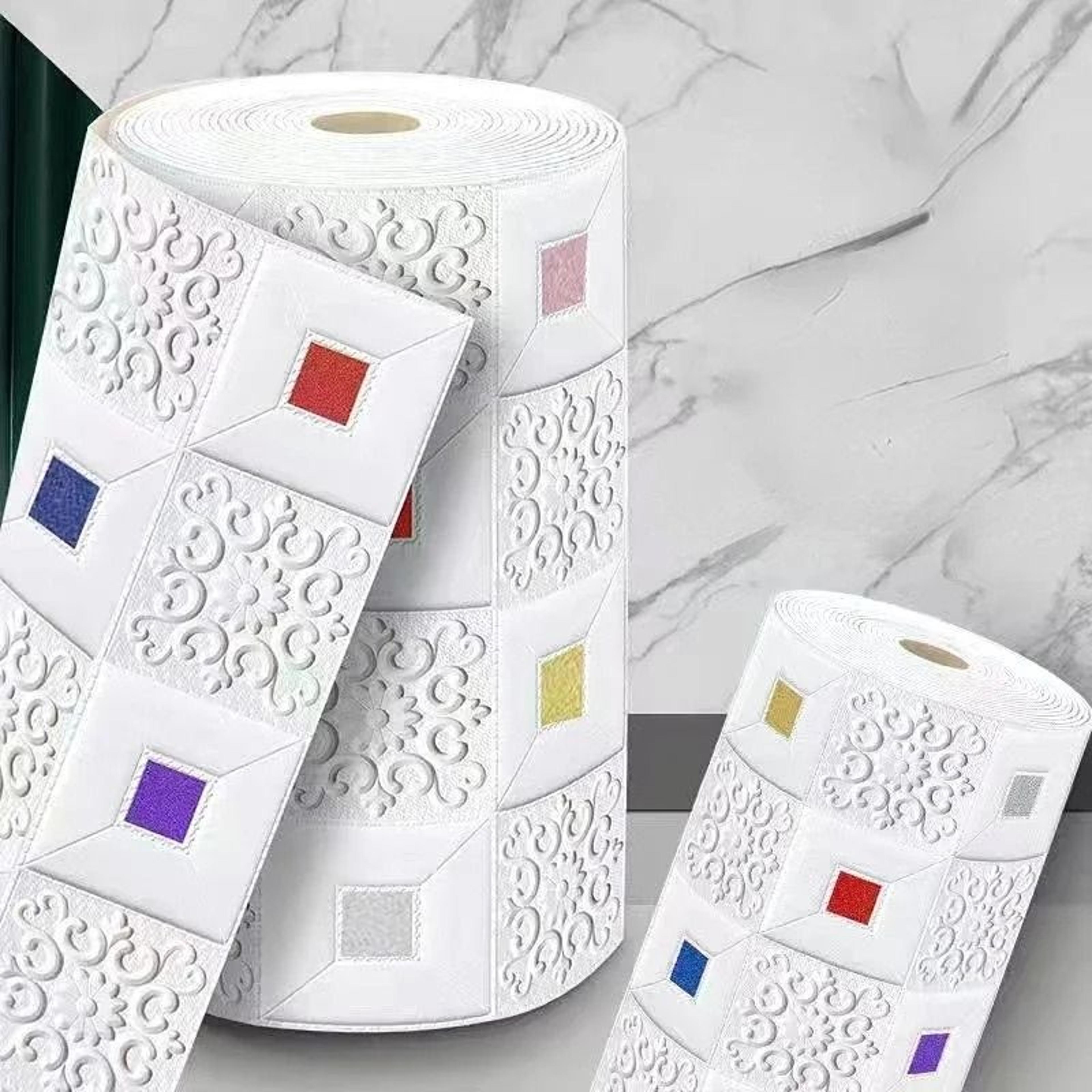 3d soft anti-collision foam brick self-adhesive wallpaper roll